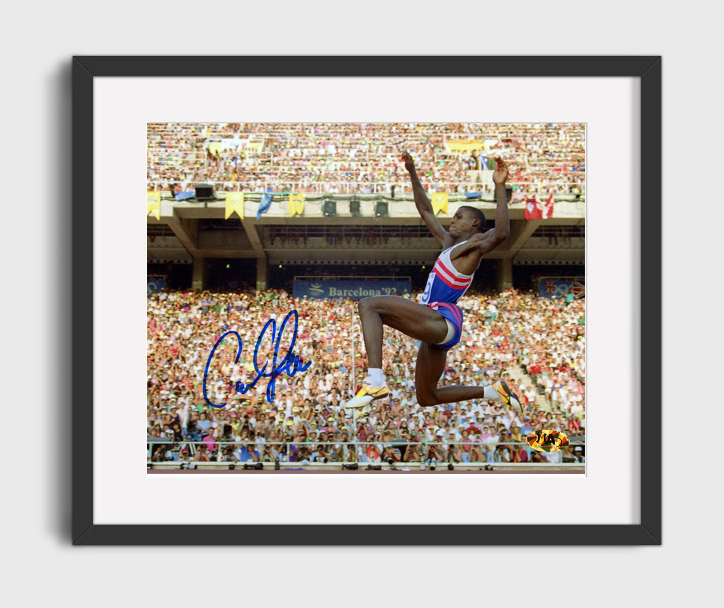 Carl Lewis Olympic Long Jump Barcelona 1992 16x20 Gallery Frame celebrity wall art