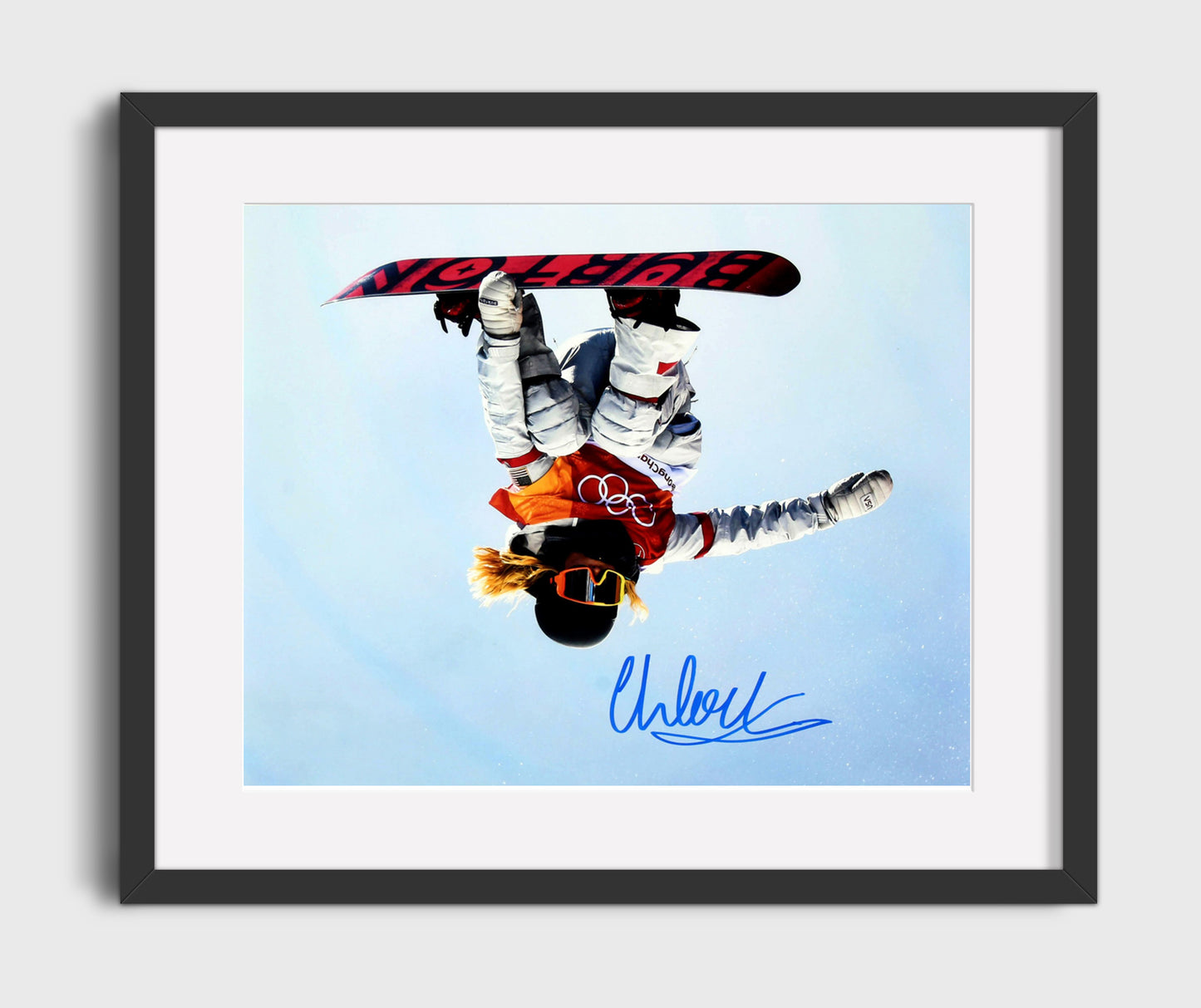 Chloe Kim Olympic Halfpipe Inverted Aerial 16x20 Gallery Frame celebrity wall art