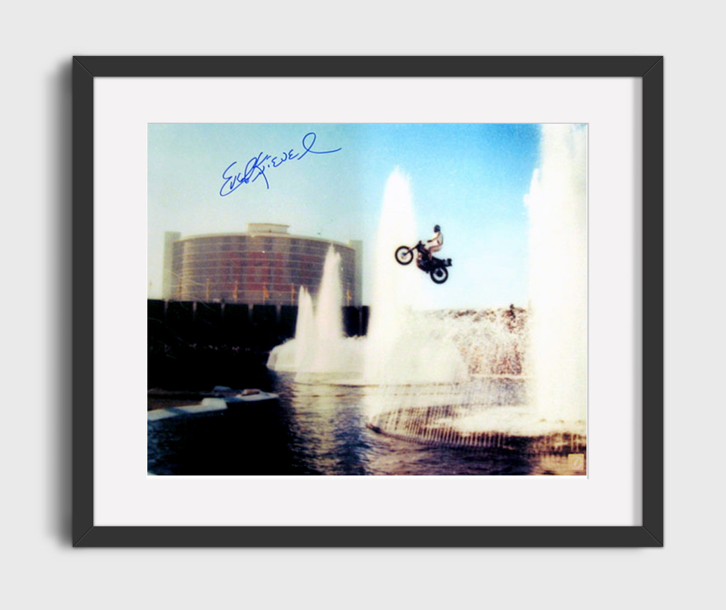 Evel Knievel Caesars Palace Fountain Motorcycle Jump 16x20 Gallery Frame celebrity wall art