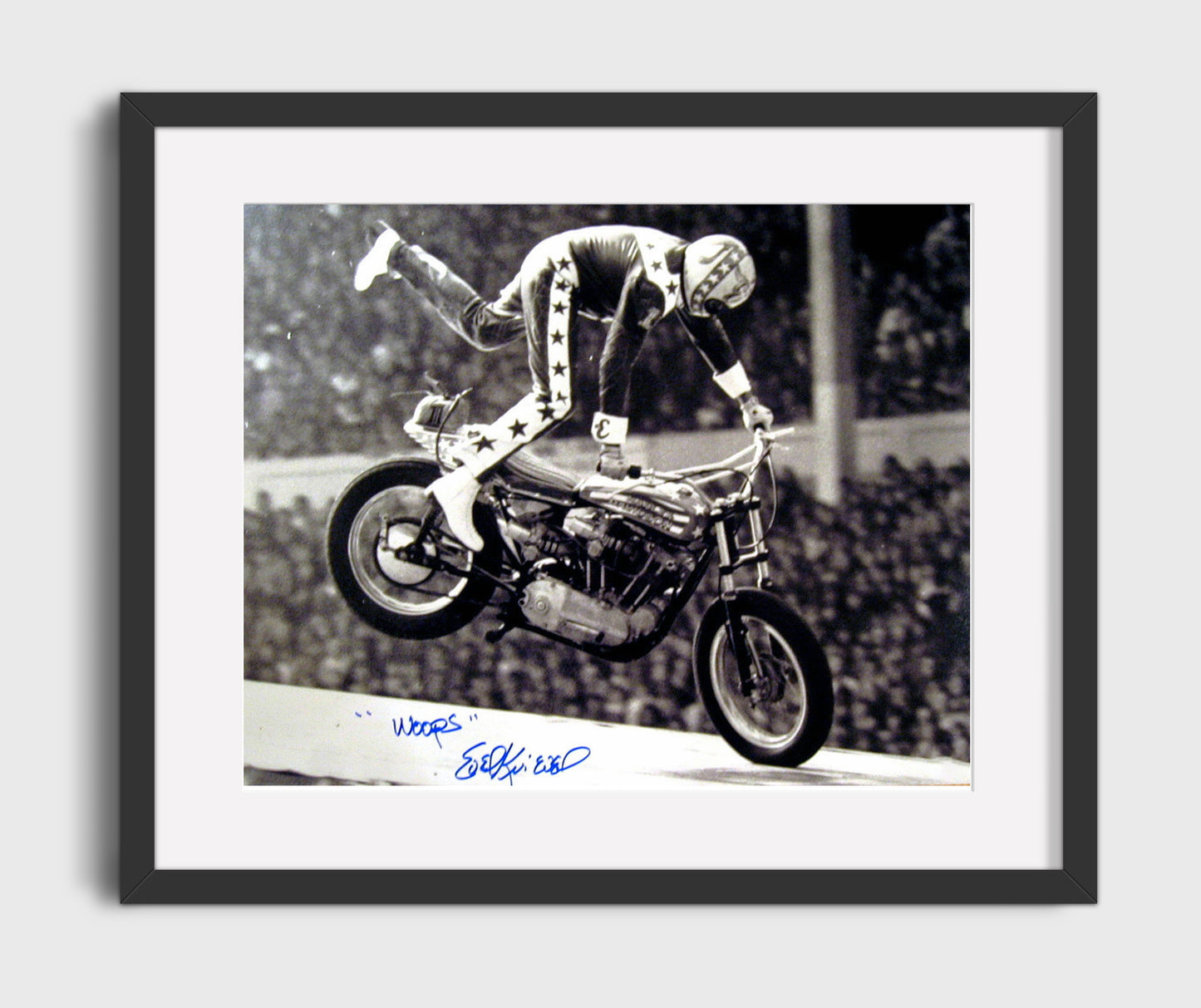 Evel Knievel Motorcycle Stunt Crash Moment 16x20 Gallery Frame celebrity wall art