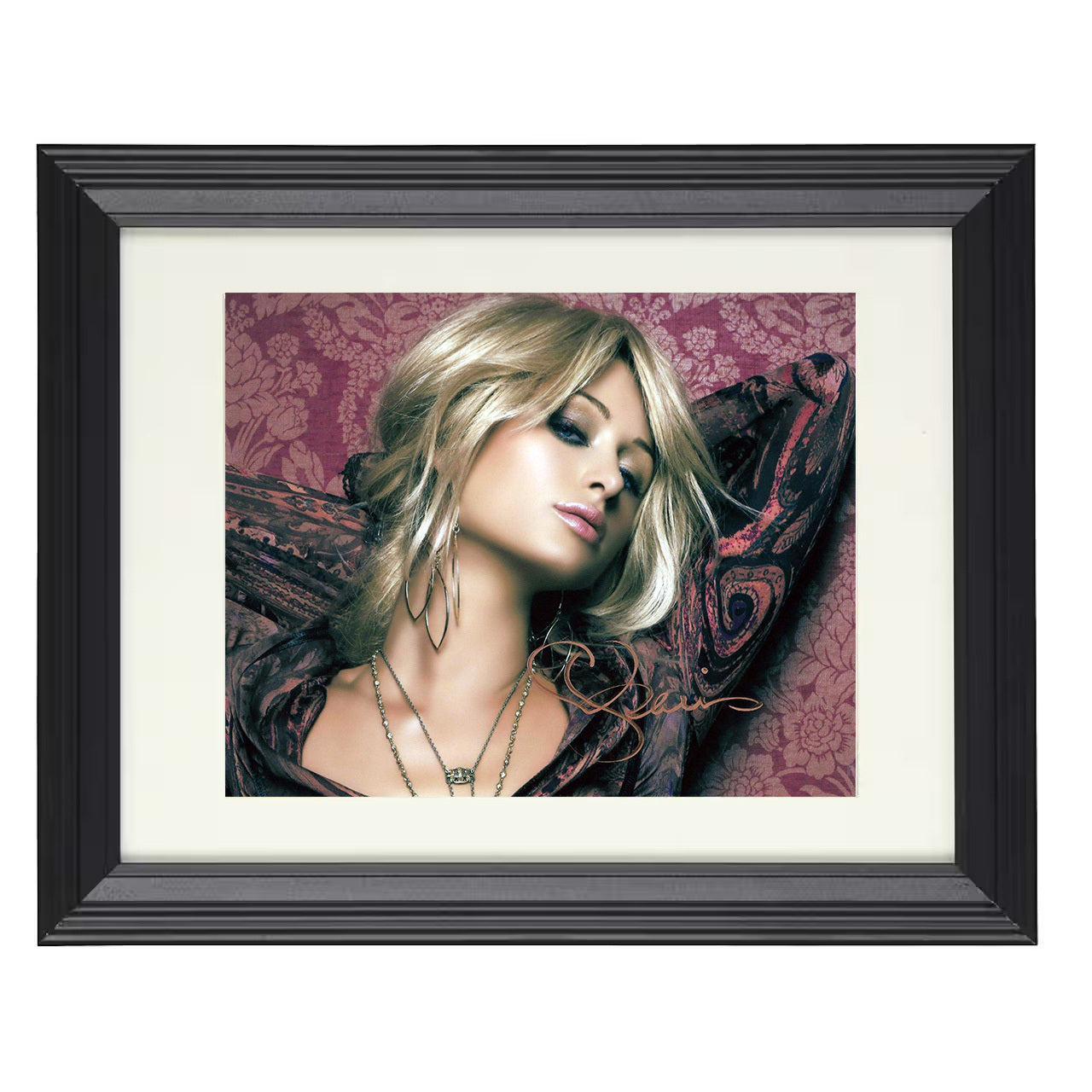 Paris Hilton – Glamour Fashion Editorial Pose 8x10 matted black framed celebrity wall art