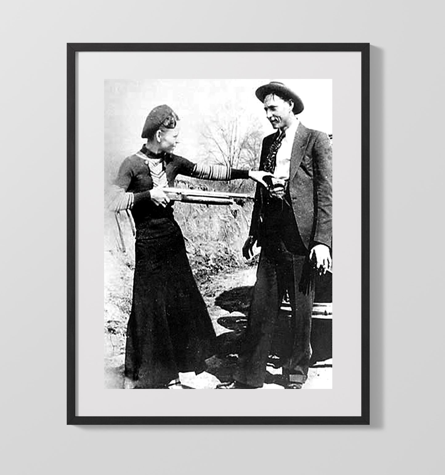 Bonnie and Clyde - Partners in Crime Scene mug shot wall art 20x24 Canvas