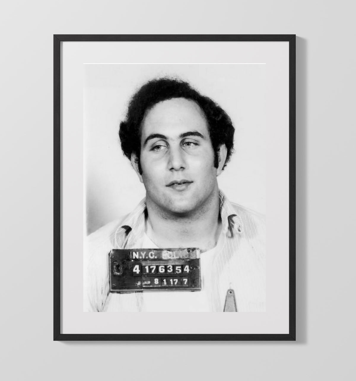 David Berkowitz - New York City Police Department 1977 mug shot wall art 20x24 Canvas
