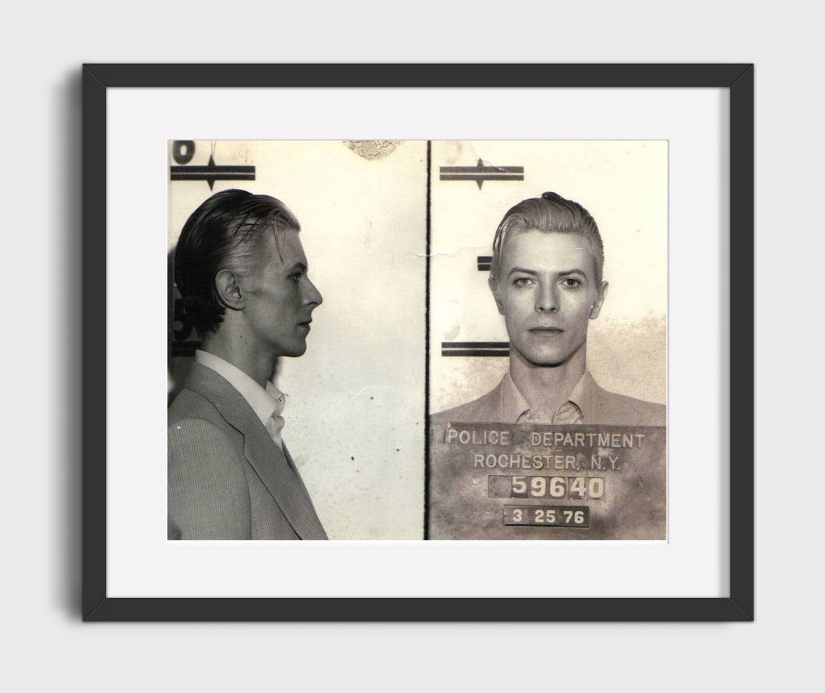 David Bowie - Rochester Police Department 1976 mug shot wall art 20x24 Canvas