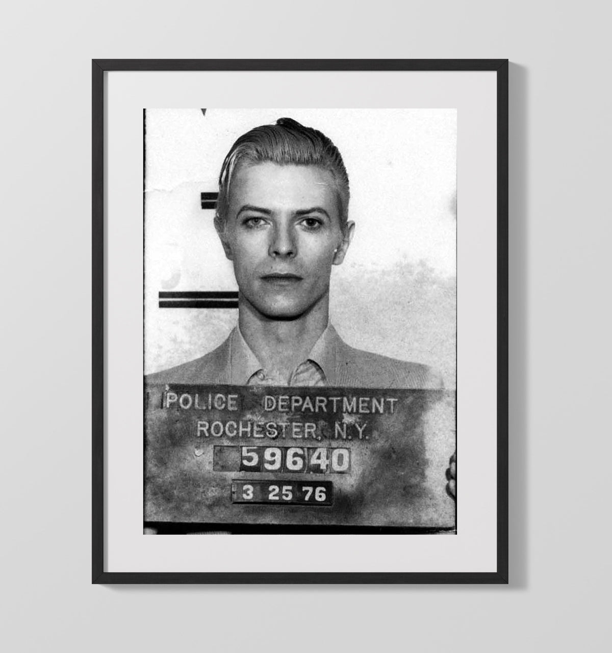 David Bowie - Thin White Duke Arrest mug shot wall art 20x24 Canvas