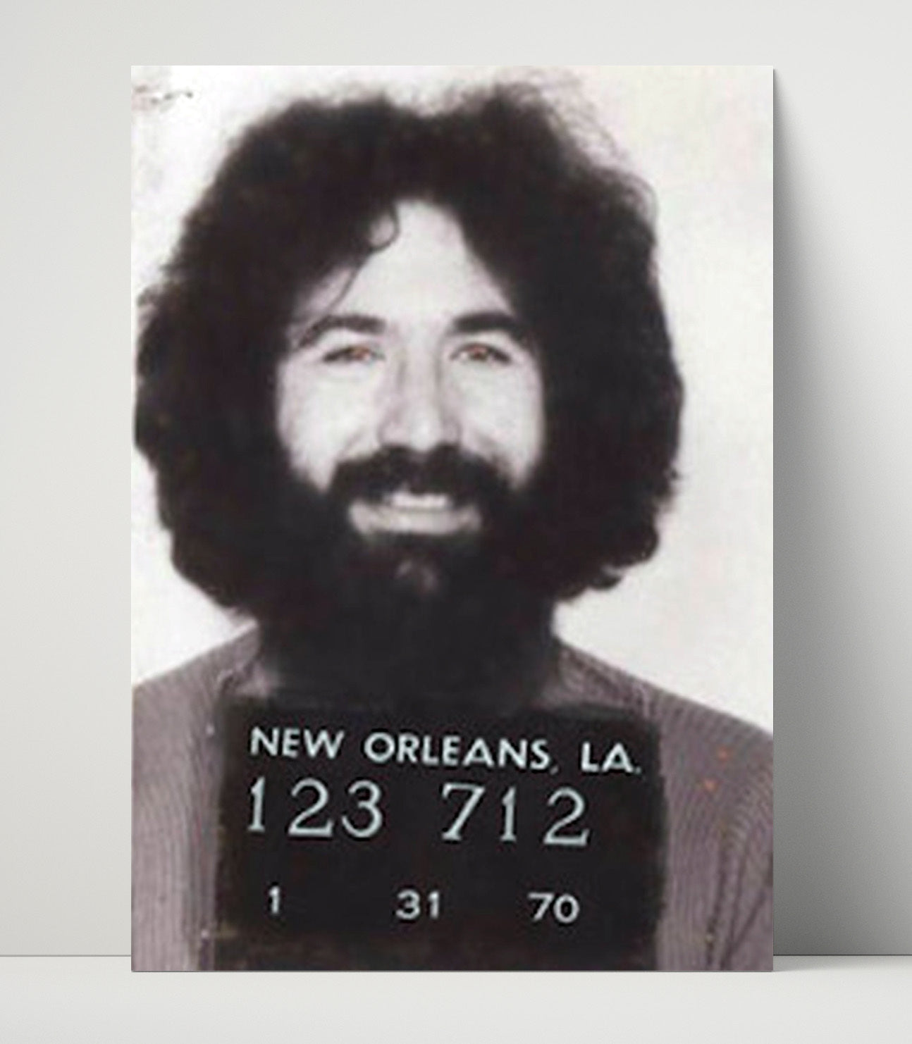 Jerry Garcia - New Orleans Police 1970 mug shot wall art 16x20 Unframed Print