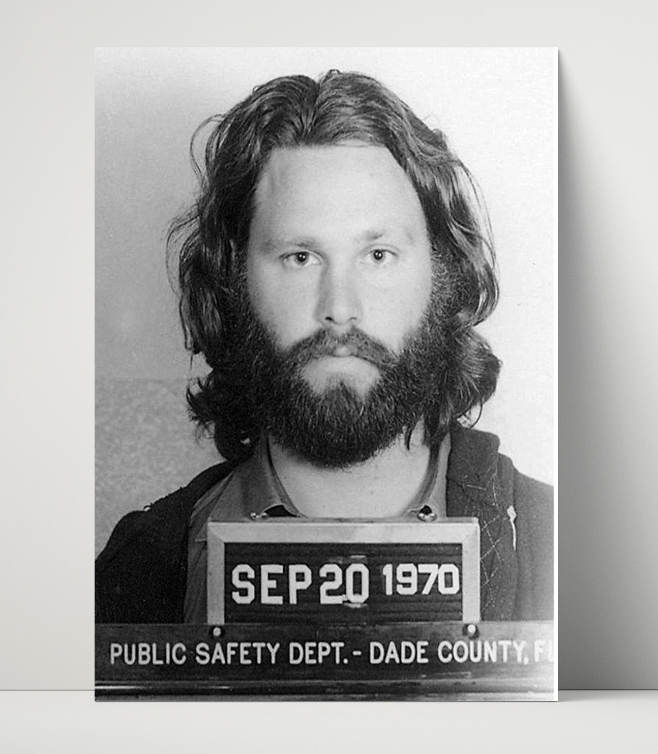 Jim Morrison - Dade County Sheriff 1970 mug shot wall art 16x20 Unframed Print