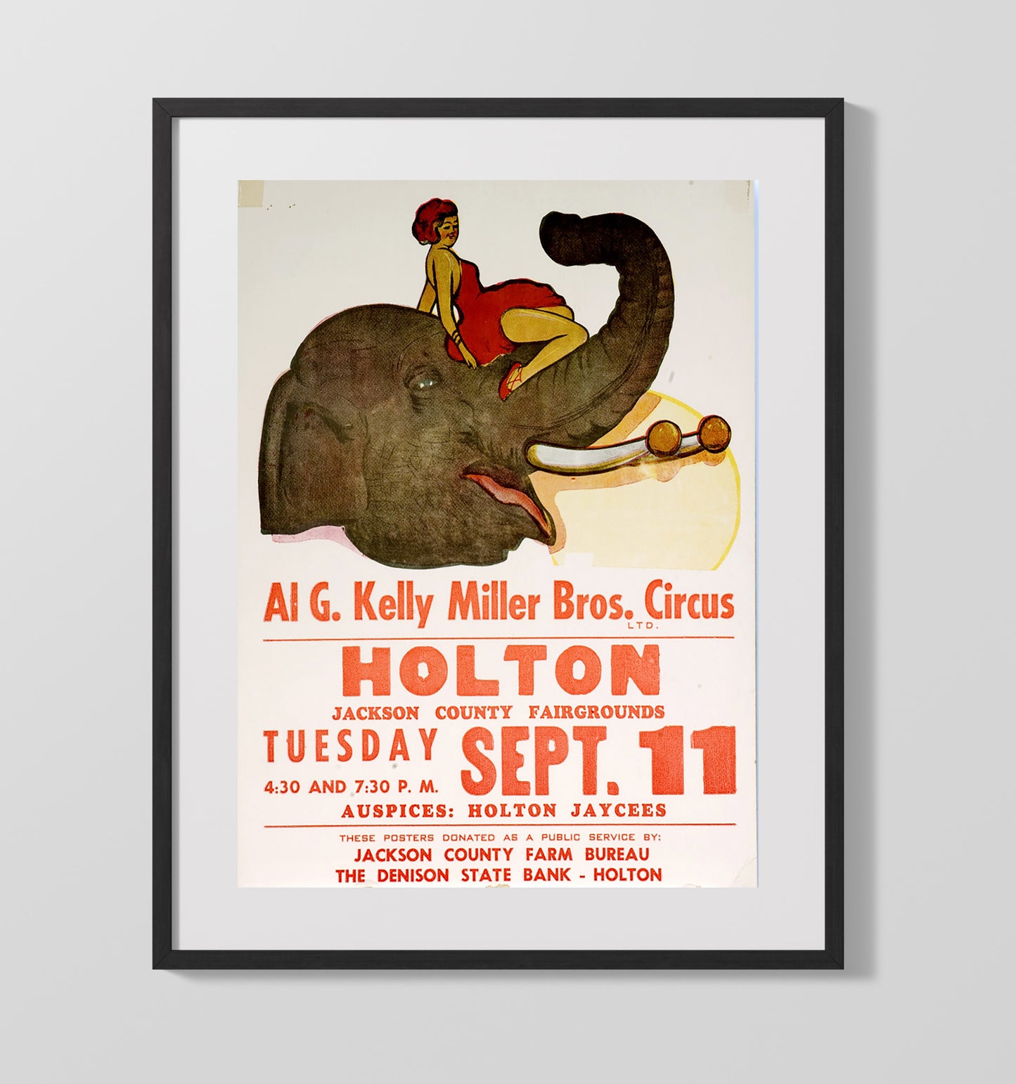 Al G. Kelly-Miller Bros. - Elephant Act - Gallery Frame vintage circus poster wall art