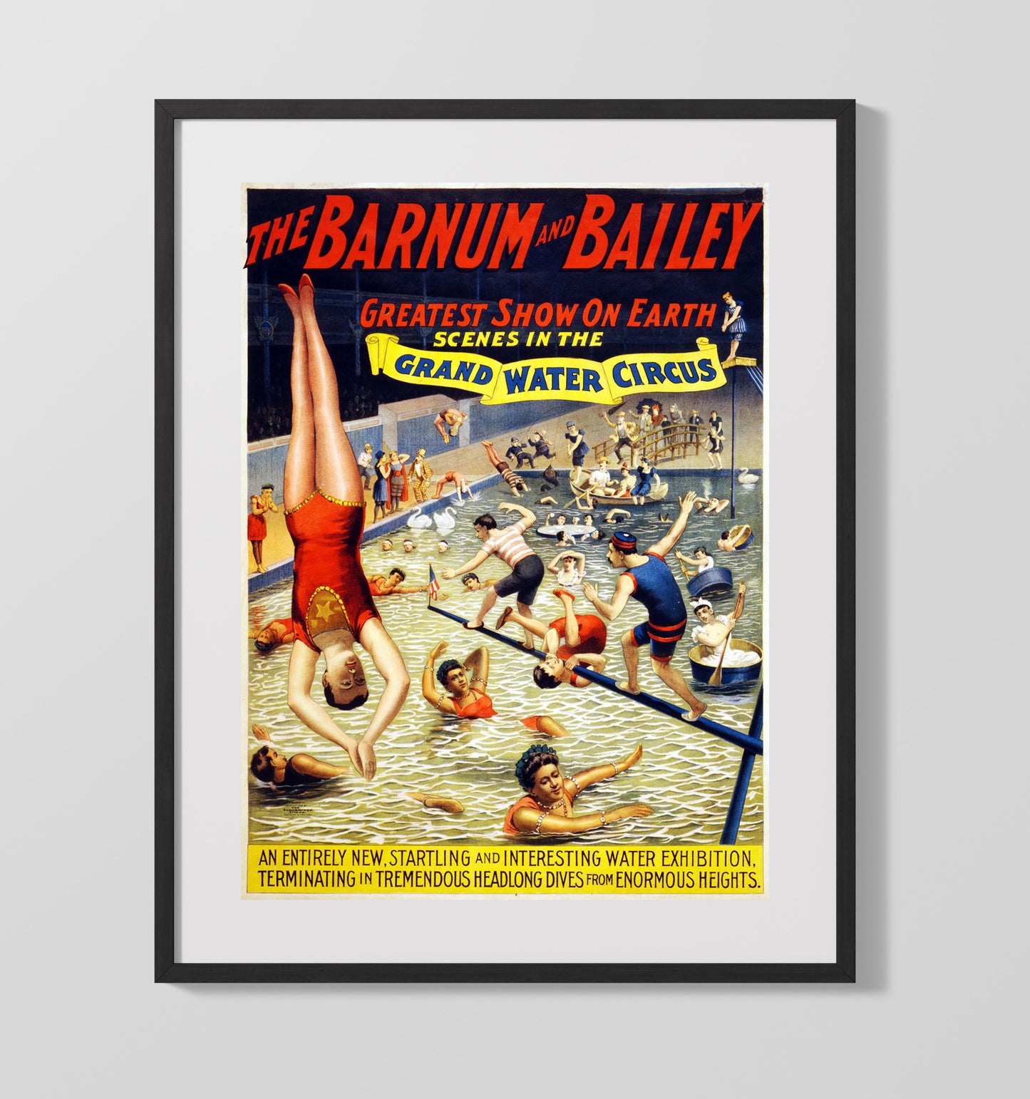Barnum & Bailey Grand Water Circus - Gallery Frame vintage circus poster wall art