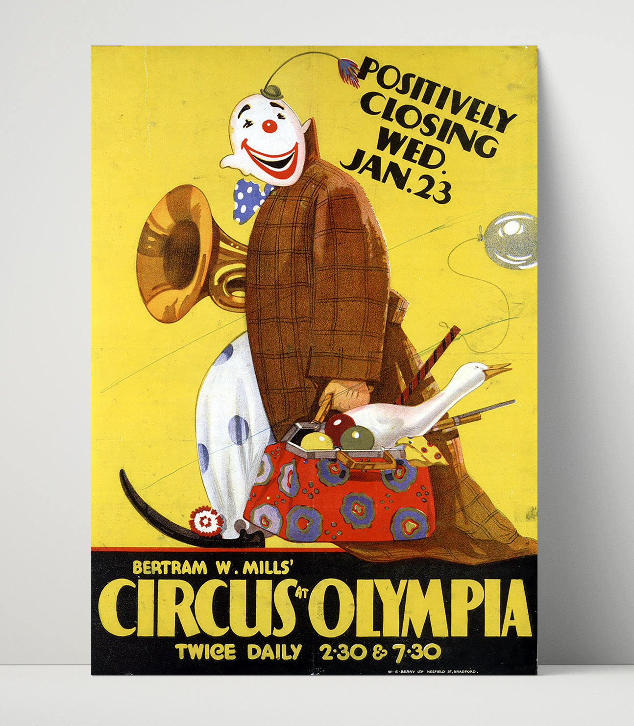 Bertram W. Mills Olympia Closing Vintage Circus Print 16x20 Unframed Print circus wall art print