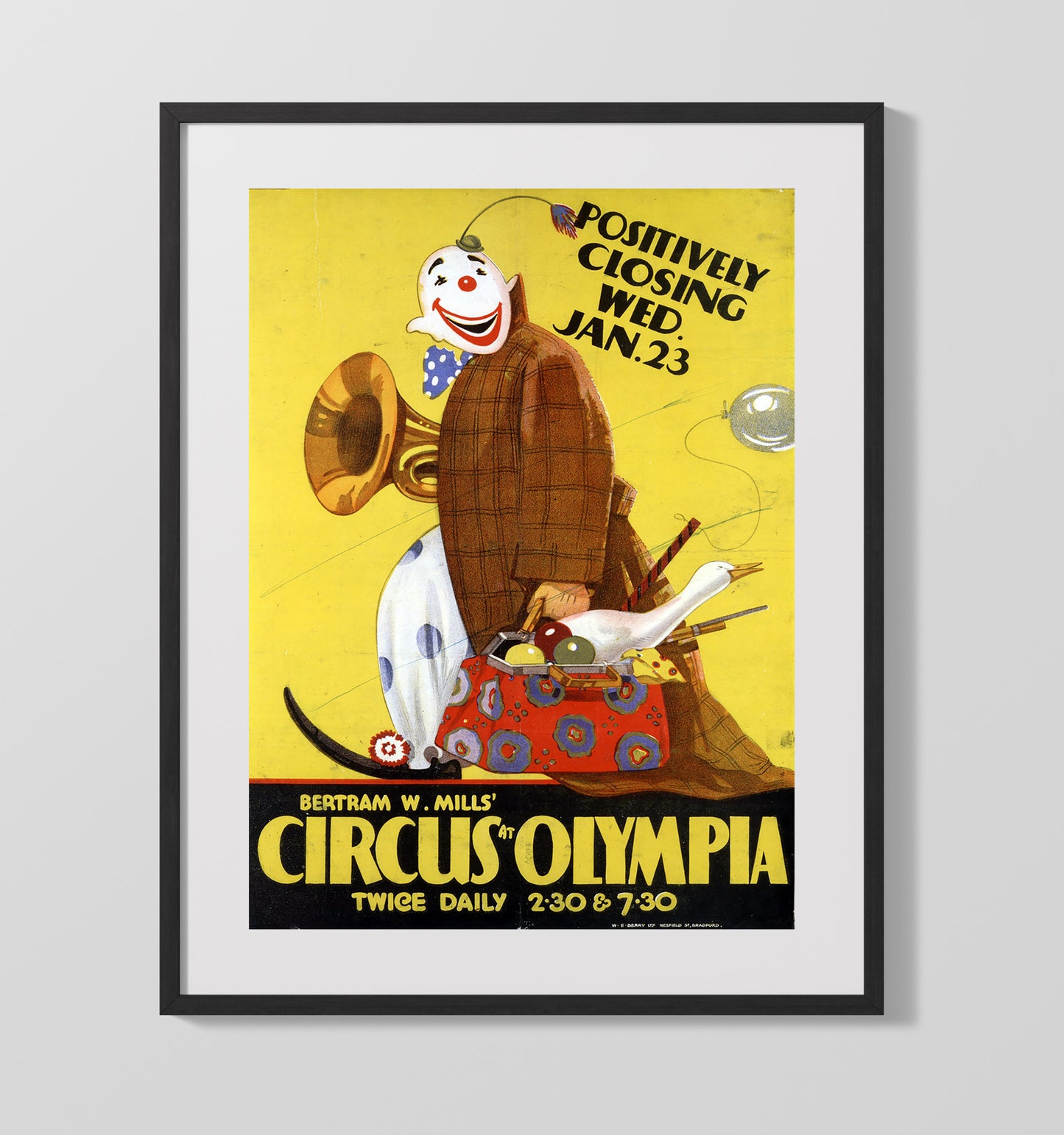 Bertram W. Mills - Olympia Closing Show - Gallery Frame vintage circus poster wall art