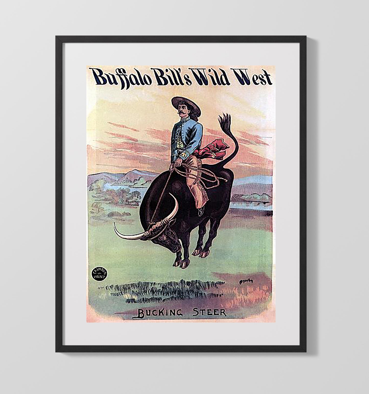 Buffalo Bill - Bucking Steer - Gallery Frame vintage circus poster wall art