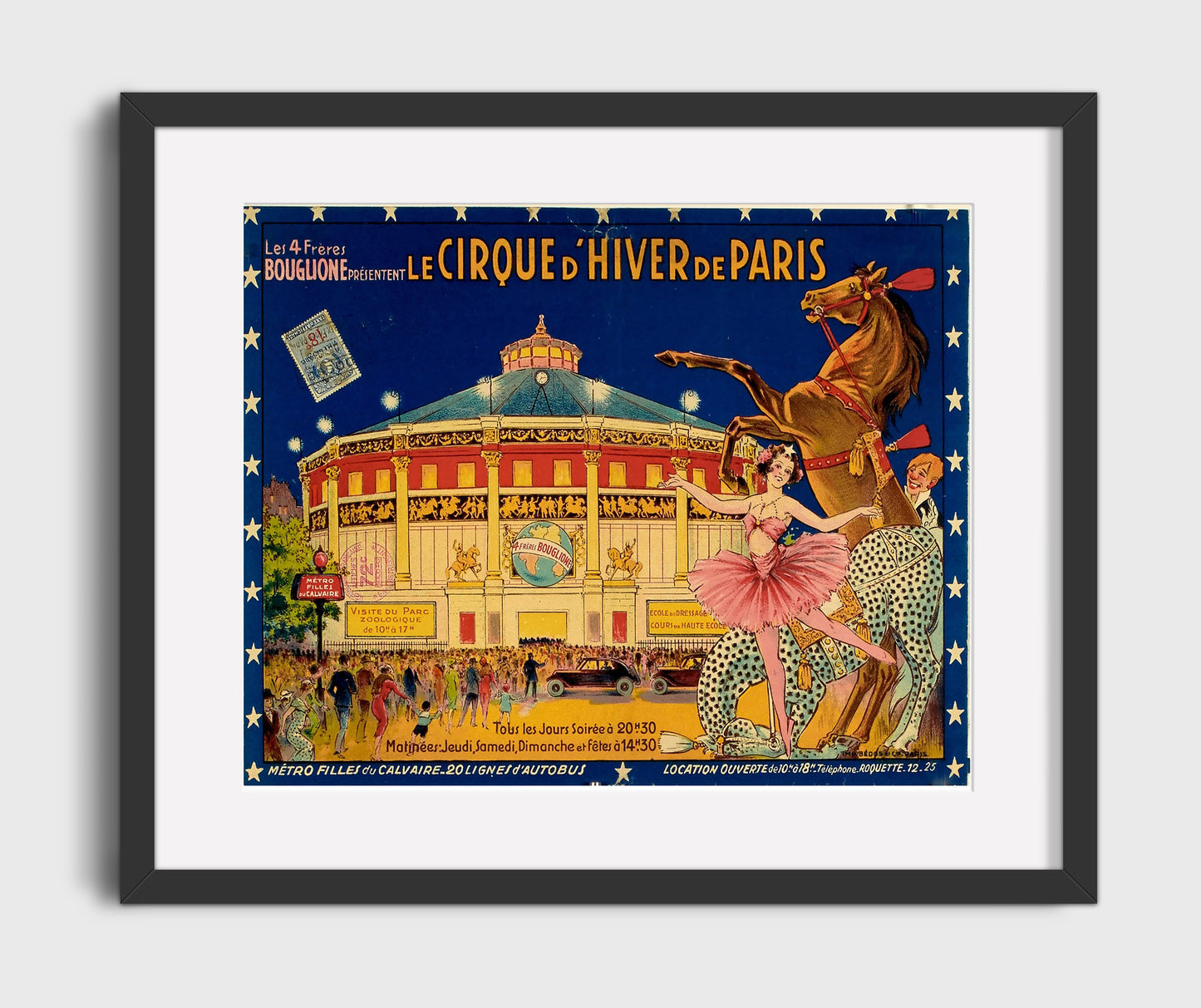 Cirque d'Hiver Paris - Gallery Frame vintage circus poster wall art