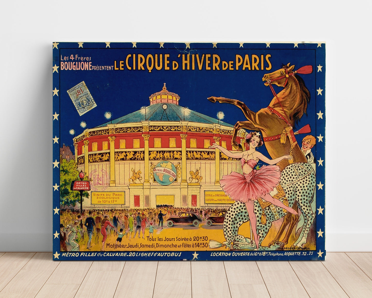 Cirque dHiver Paris Vintage Circus Print 16x20 Unframed Print circus wall art print