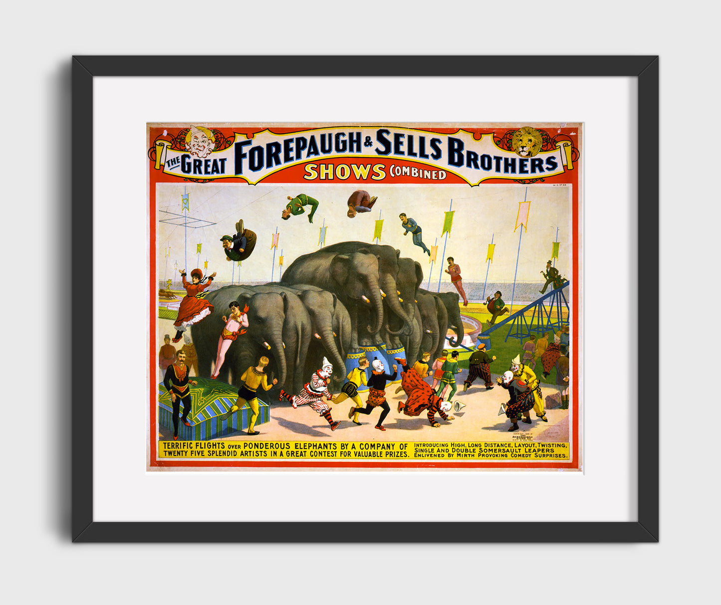 Forepaugh & Sells Bros. Combined Show - Gallery Frame vintage circus poster wall art