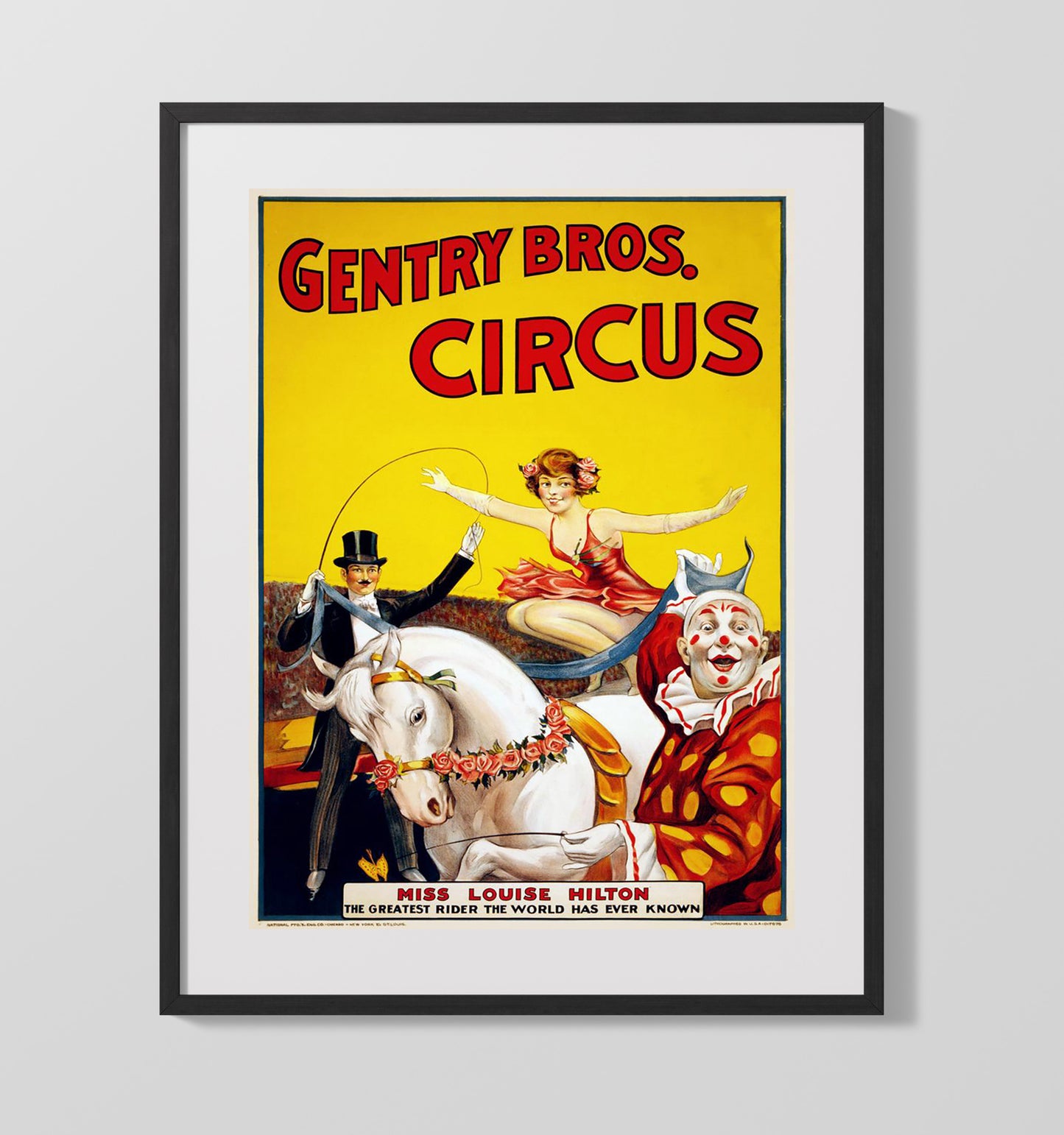 Gentry Bros. - Horse and Rider - Gallery Frame vintage circus poster wall art