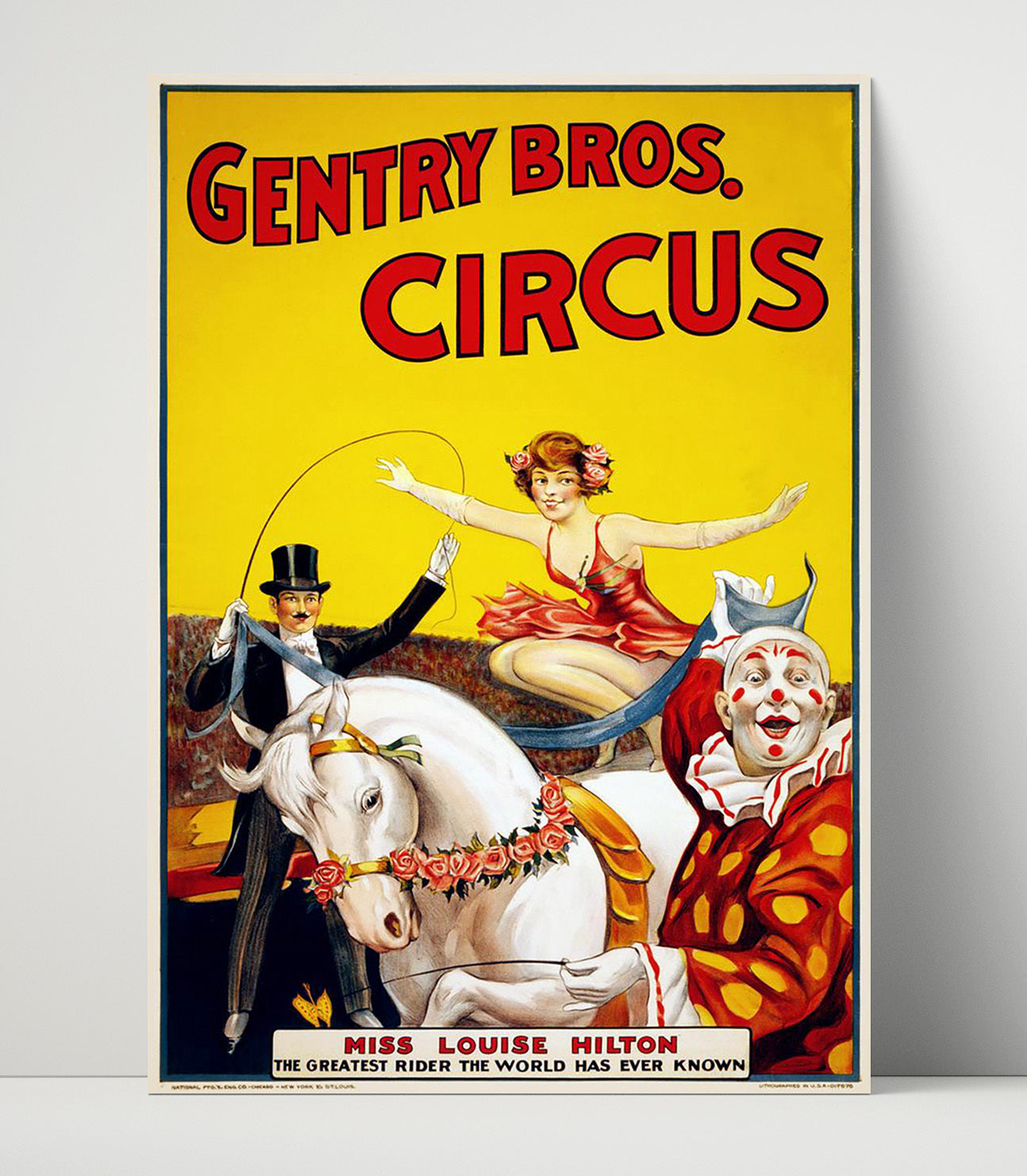 Gentry Bros Horse and Rider Vintage Circus Print 16x20 Unframed Print circus wall art print