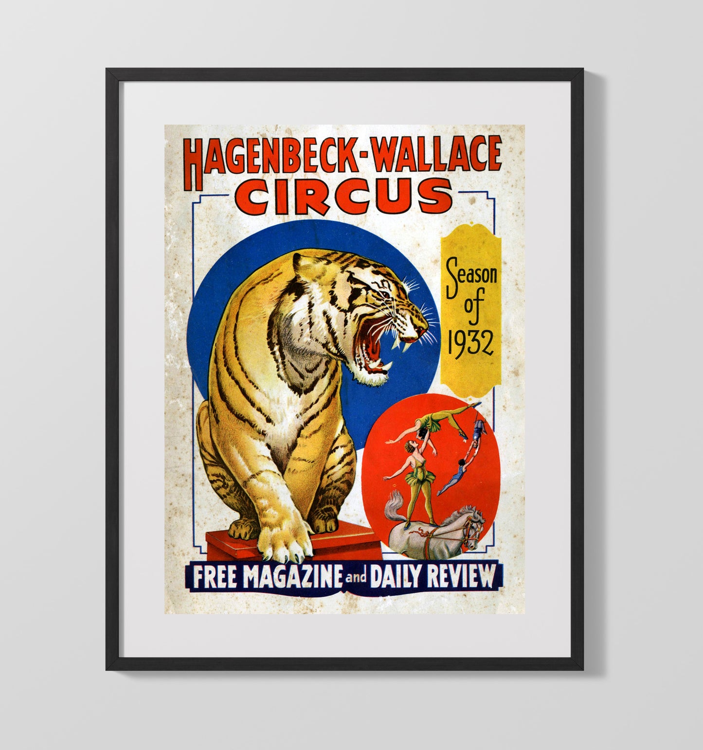 Hagenbeck-Wallace - Tiger - 1932 - Gallery Frame vintage circus poster wall art