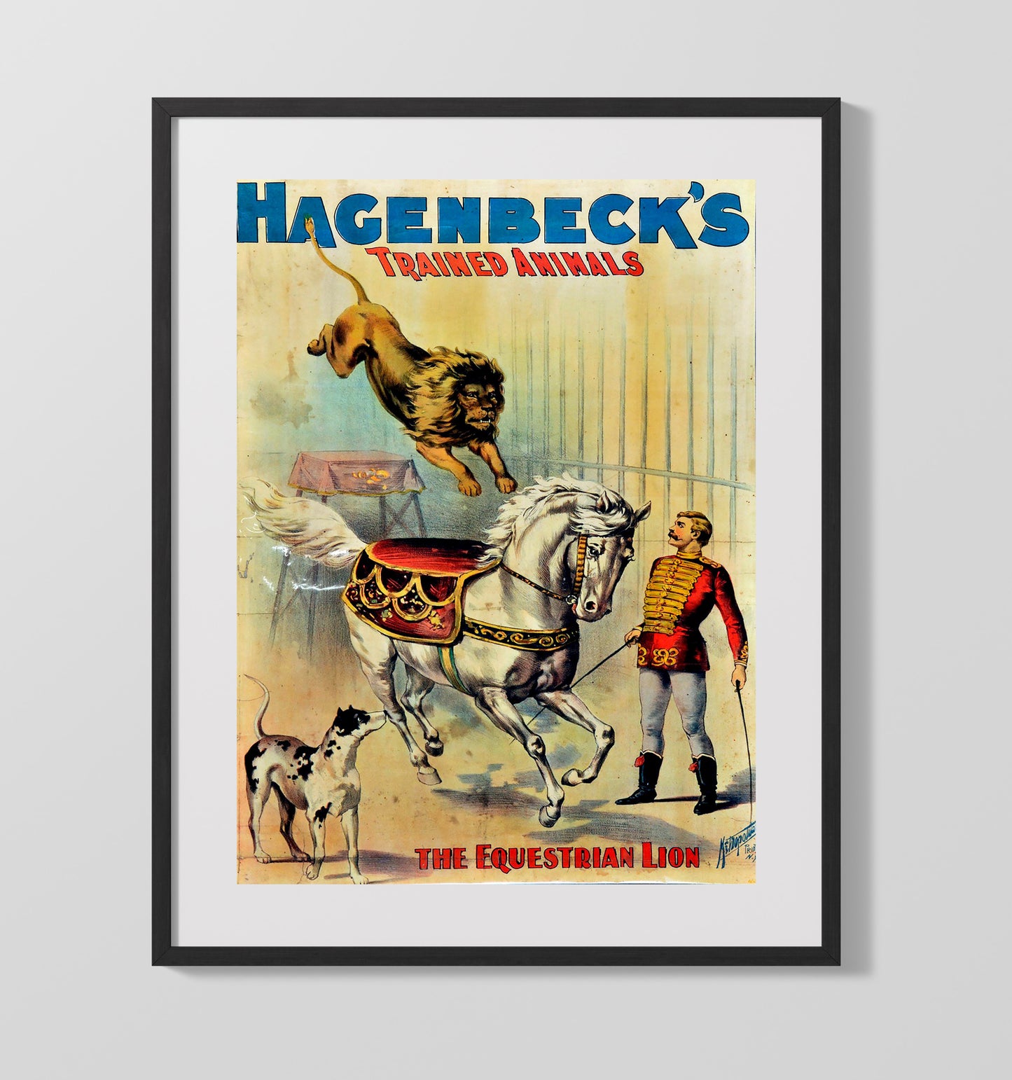 Hagenbeck - Equestrian Lion Act - Gallery Frame vintage circus poster wall art