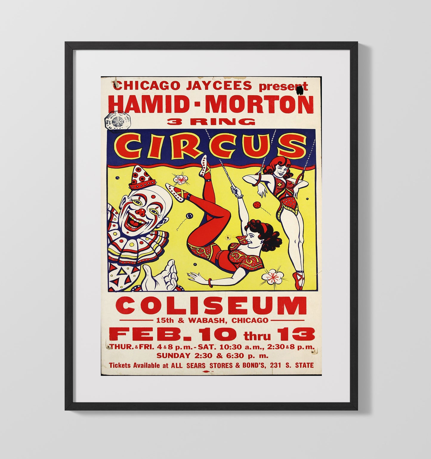 Hamid-Morton Circus - Chicago Coliseum - Gallery Frame vintage circus poster wall art