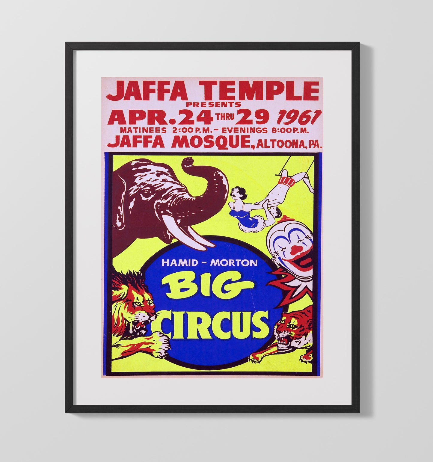 Hamid-Morton Circus - Jaffa Temple - 1961 - Gallery Frame vintage circus poster wall art