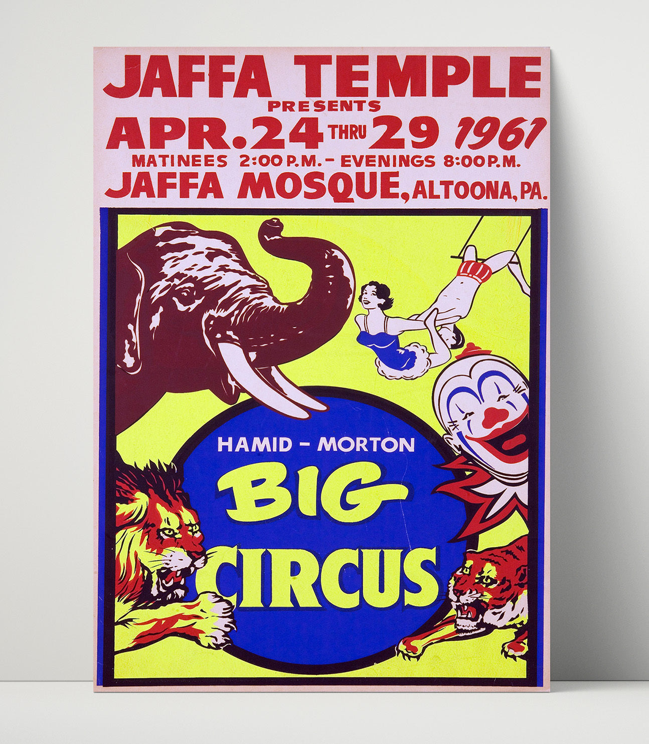 Hamid Morton Jaffa Temple 1961 Vintage Circus Print 16x20 Unframed Print circus wall art print