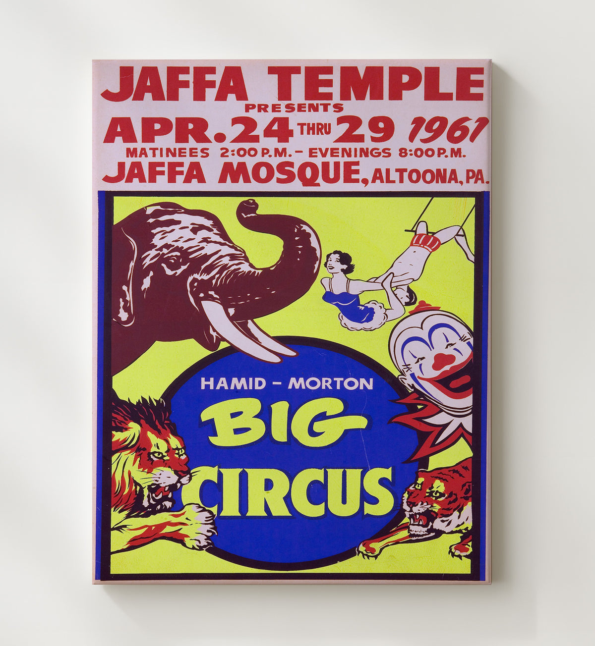 Hamid-Morton Circus - Jaffa Temple - 1961 - Vintage Circus - 20x24 Canvas