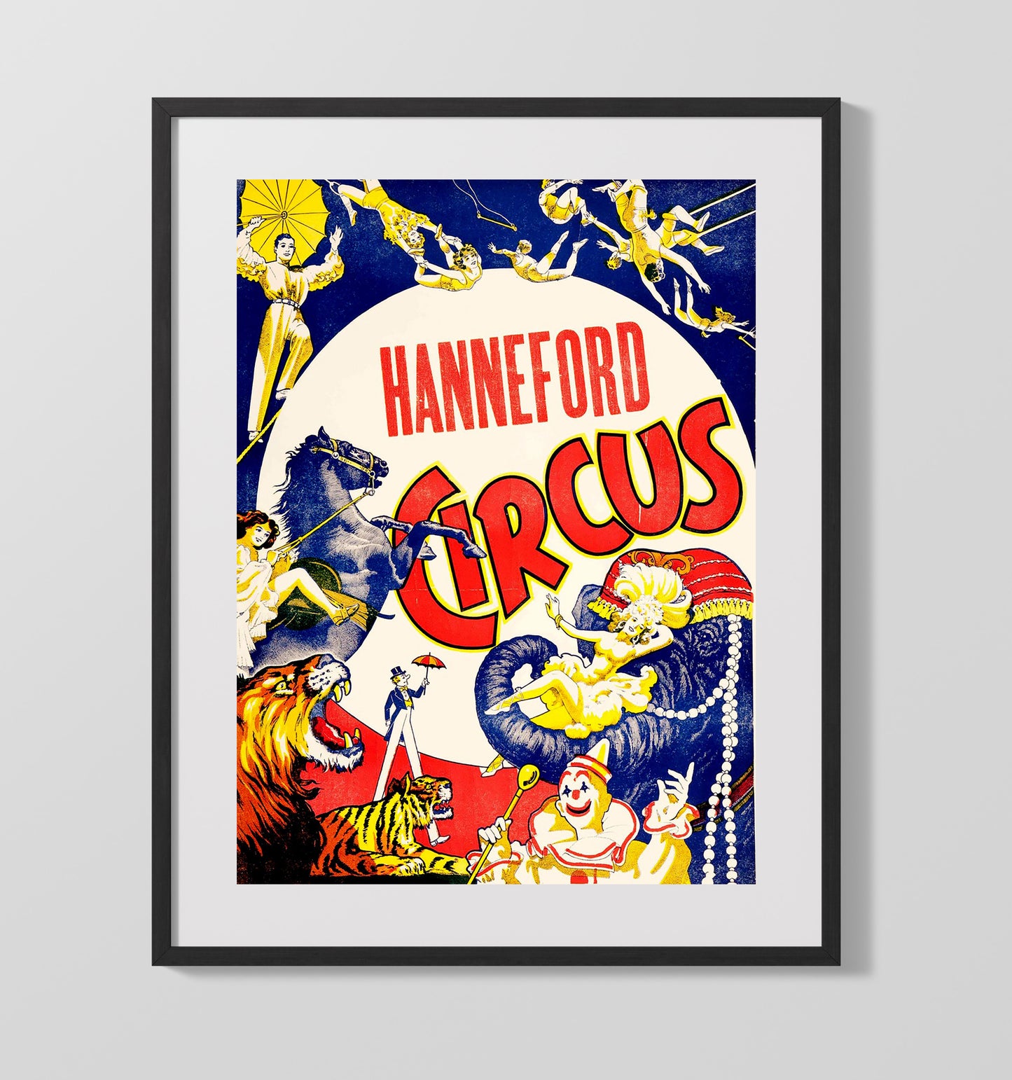 Hanneford Acrobats and Animal Acts - Gallery Frame vintage circus poster wall art