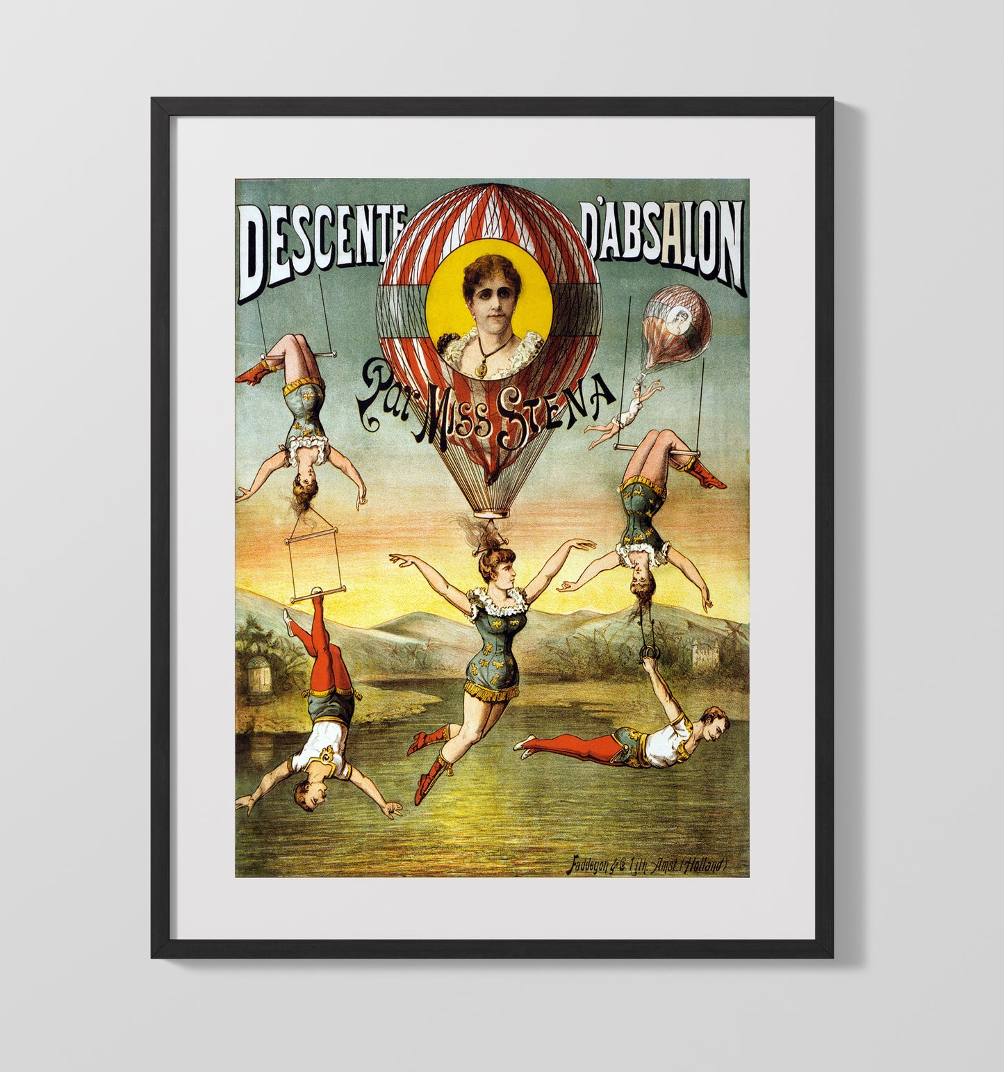 Miss Stena - Balloon Acrobatics - Gallery Frame vintage circus poster wall art