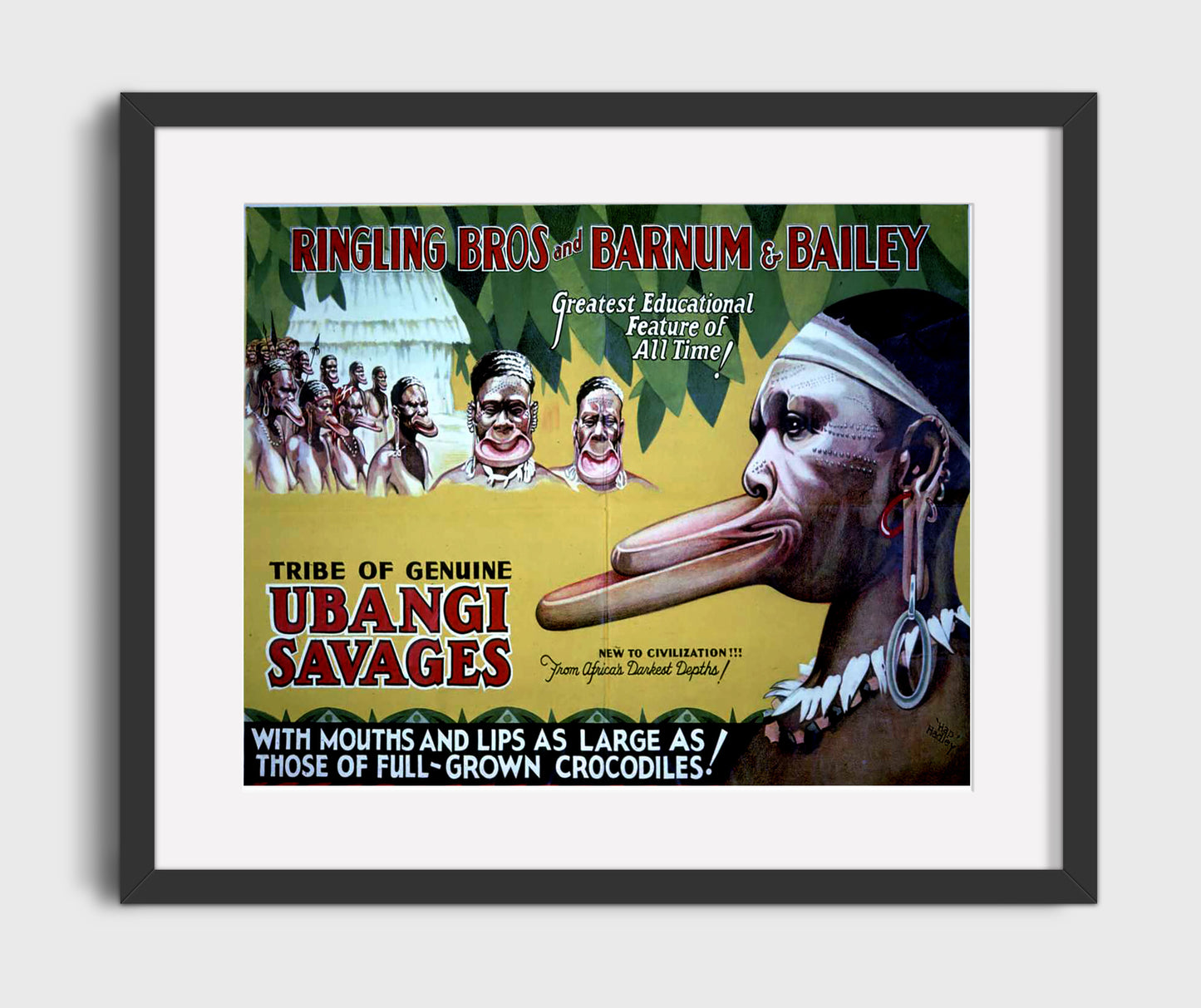 Ringling Bros. and Barnum & Bailey - Ubangi Tribe - Gallery Frame vintage circus poster wall art