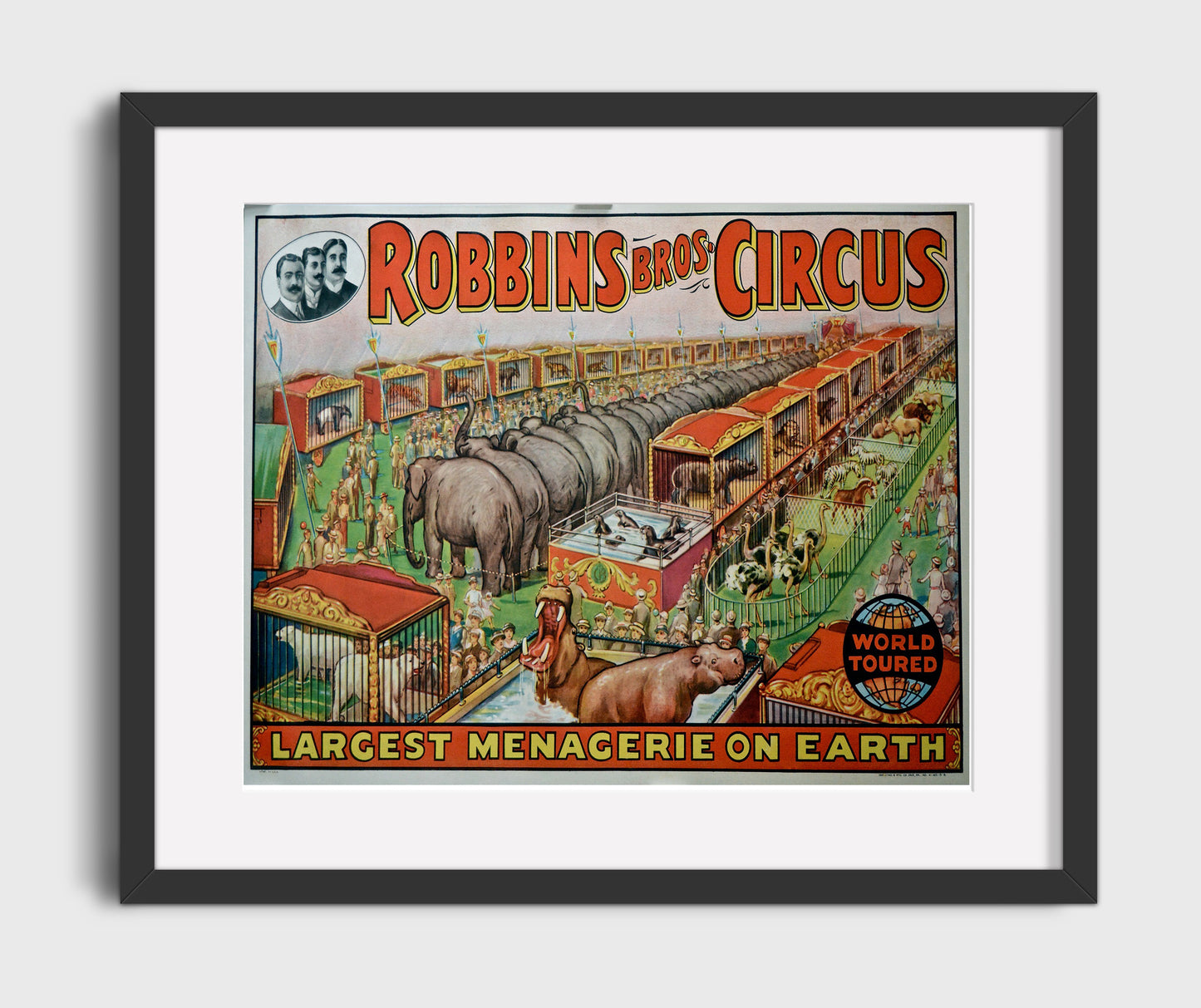 Robbins Bros Largest Menagerie - Gallery Frame vintage circus poster wall art