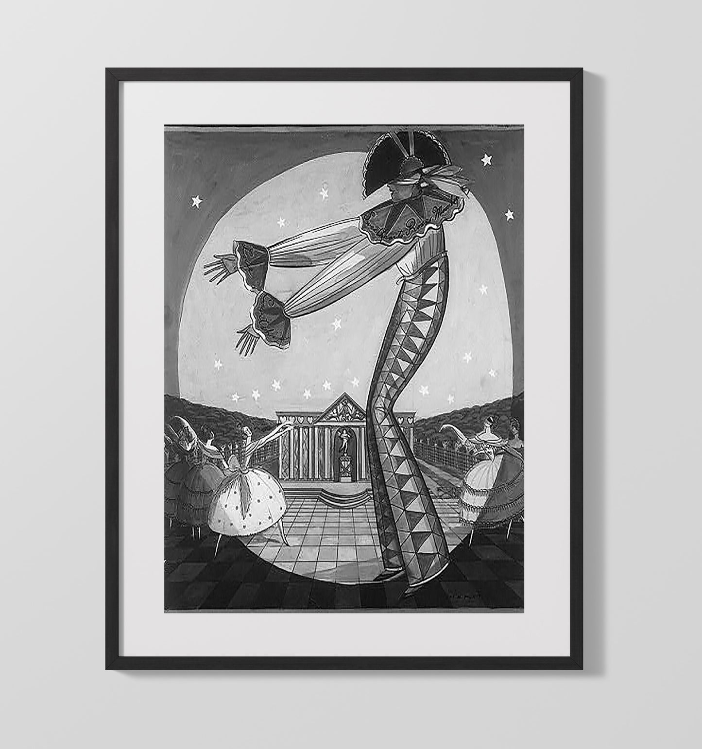 Sweethearts Roses and Moonlight Performance - Gallery Frame vintage circus poster wall art
