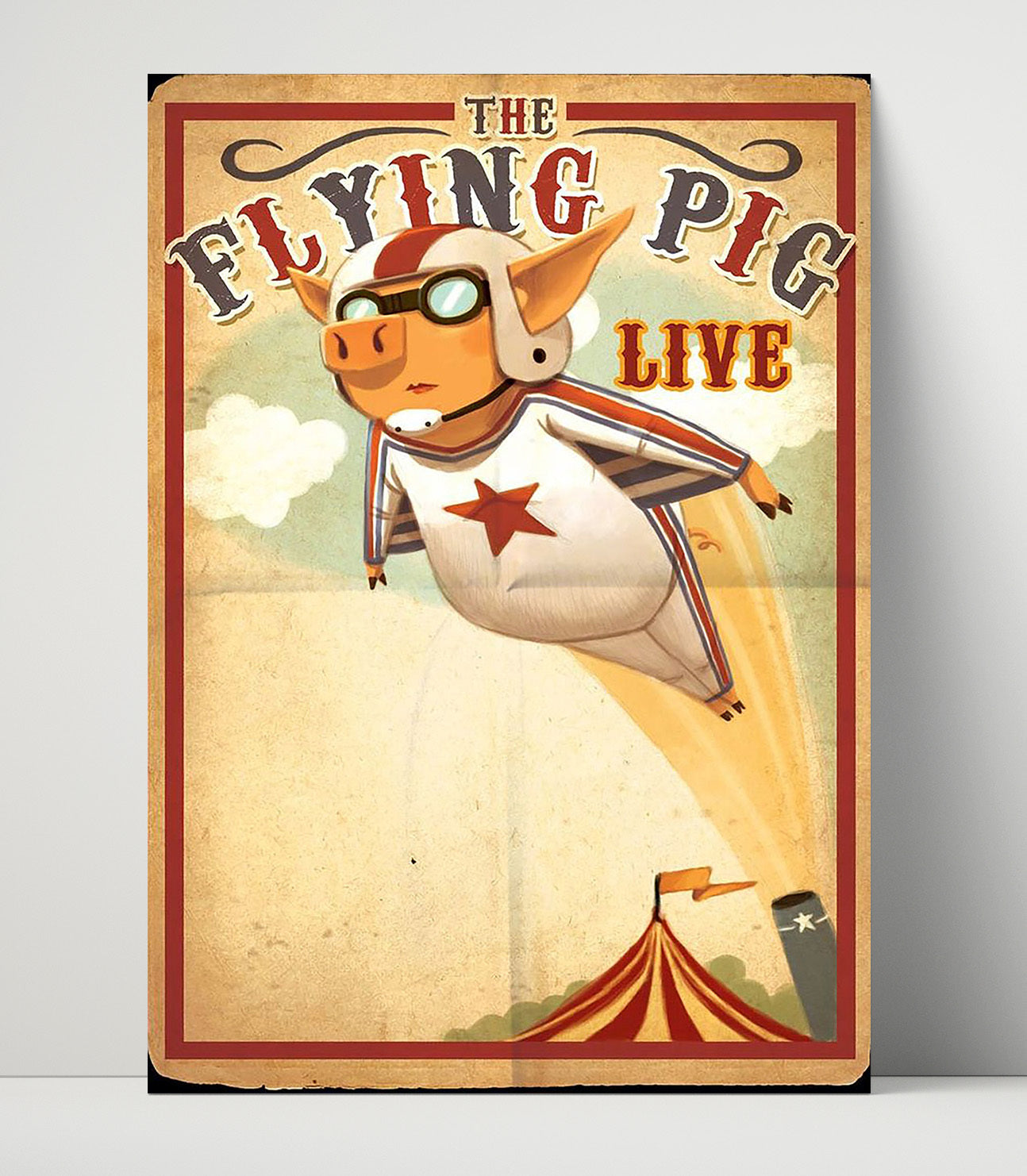The Flying Pig Live Vintage Circus Print 16x20 Unframed Print circus wall art print