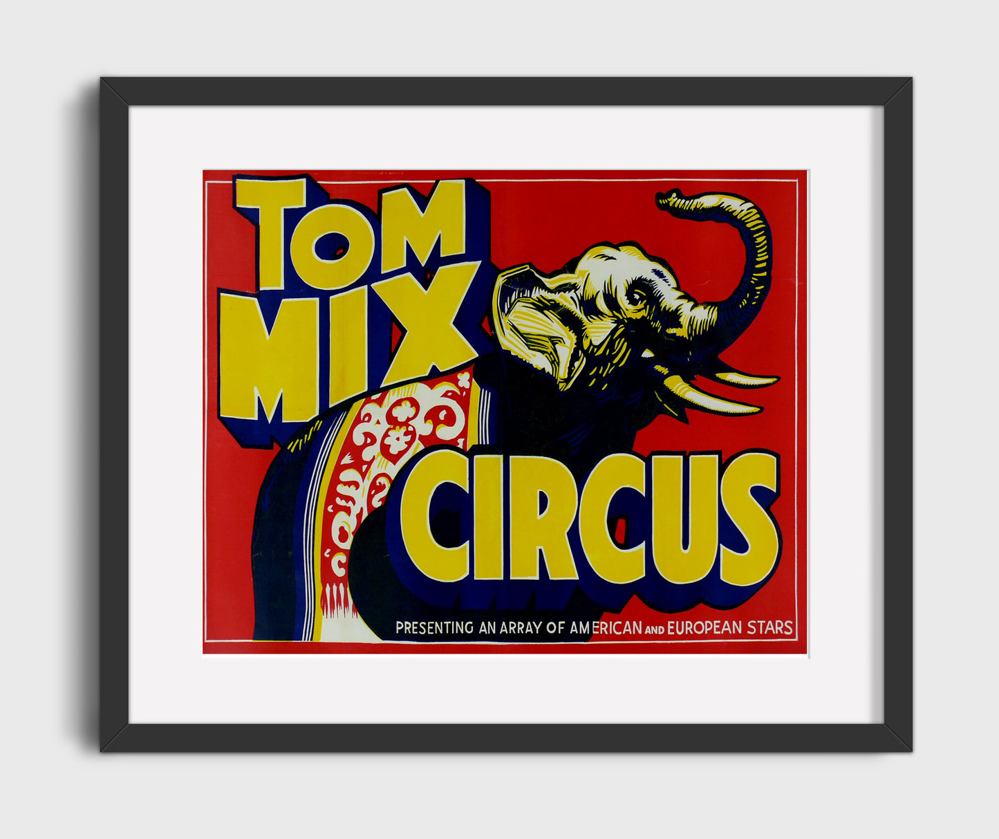 Tom Mix - Elephant Show - Gallery Frame vintage circus poster wall art