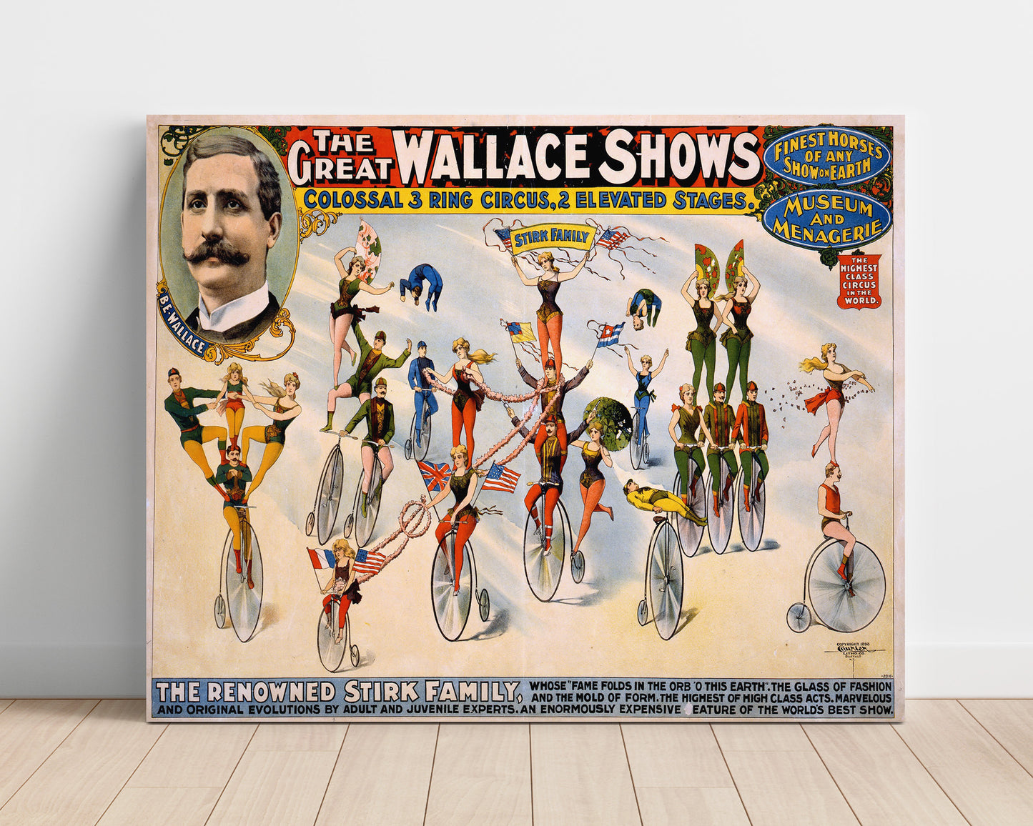 Wallace Shows Stirk Family Acts Vintage Circus Print 16x20 Unframed Print circus wall art print