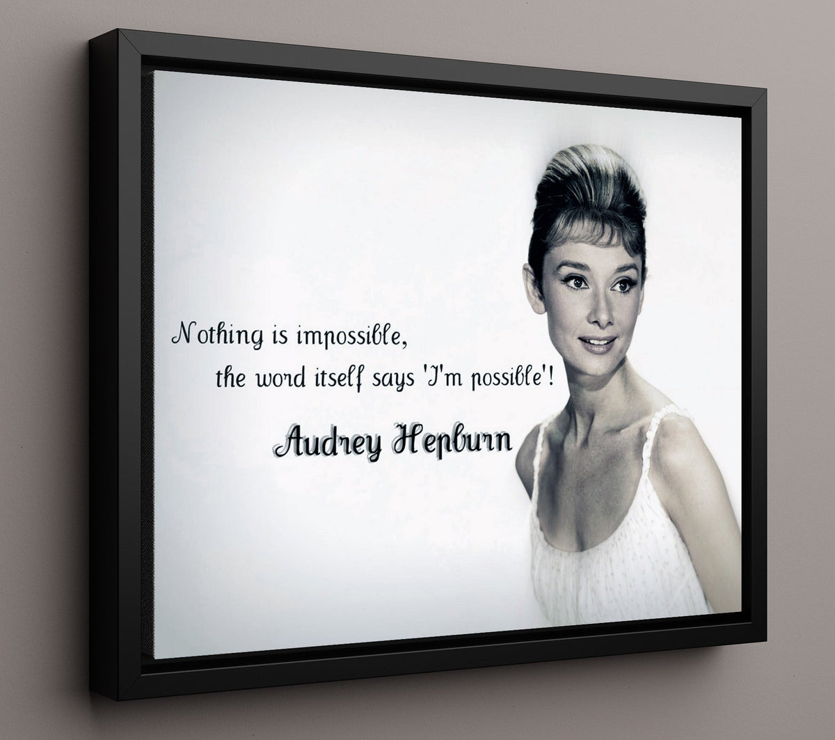 Audrey Hepburn Impossible means possible Quote Print 16x20 Gallery Frame quote wall art print