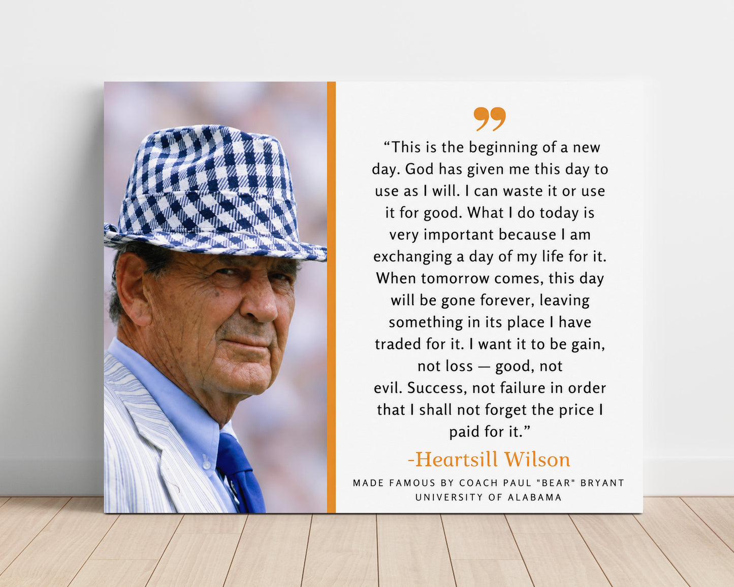 Bear Bryant Alabama Football Beginning of a New Day Quote Quote Print 16x20 Unframed Print quote wall art print