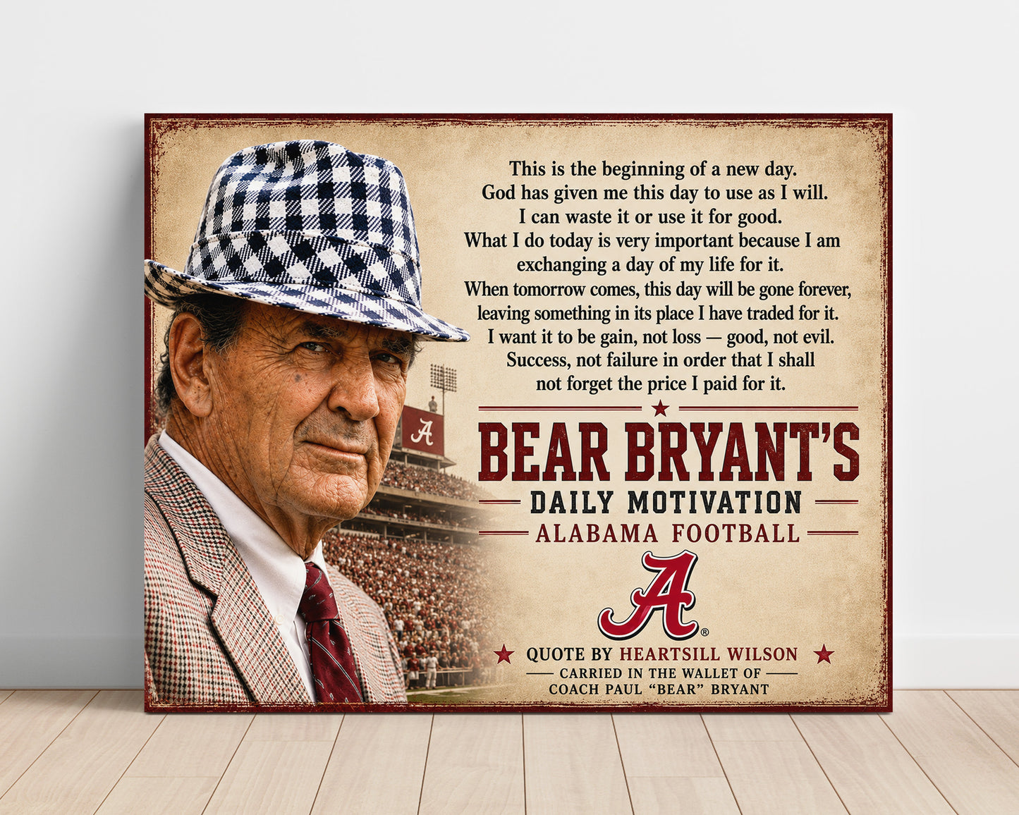 Bear Bryant Alabama Football Exchange a Day of My Life Quote Quote Print 16x20 Unframed Print quote wall art print