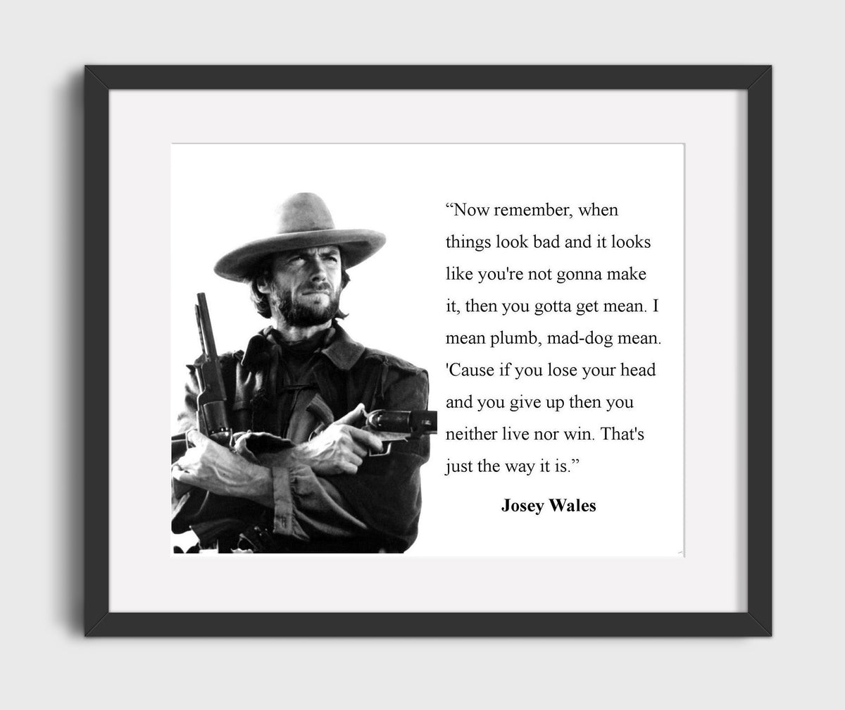 Clint Eastwood Mad dog mean Quote Print 20x24 Canvas quote wall art print