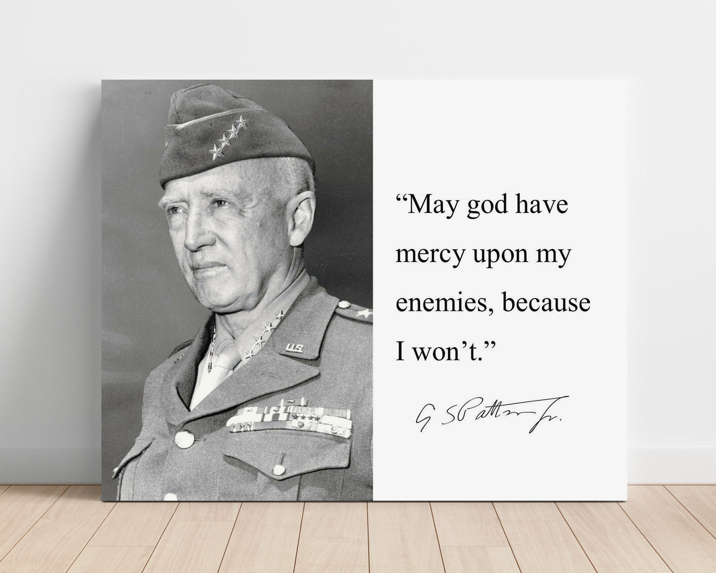 George S. Patton No mercy for enemies Quote Print 16x20 Unframed Print quote wall art print
