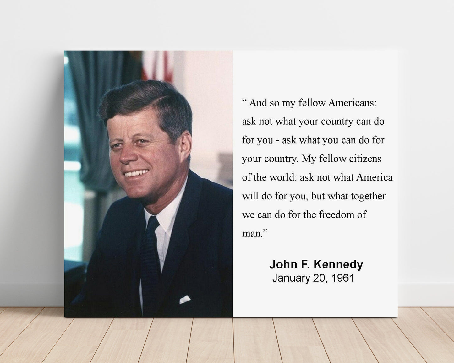 John F. Kennedy Ask not for yourself Quote Print 16x20 Unframed Print quote wall art print