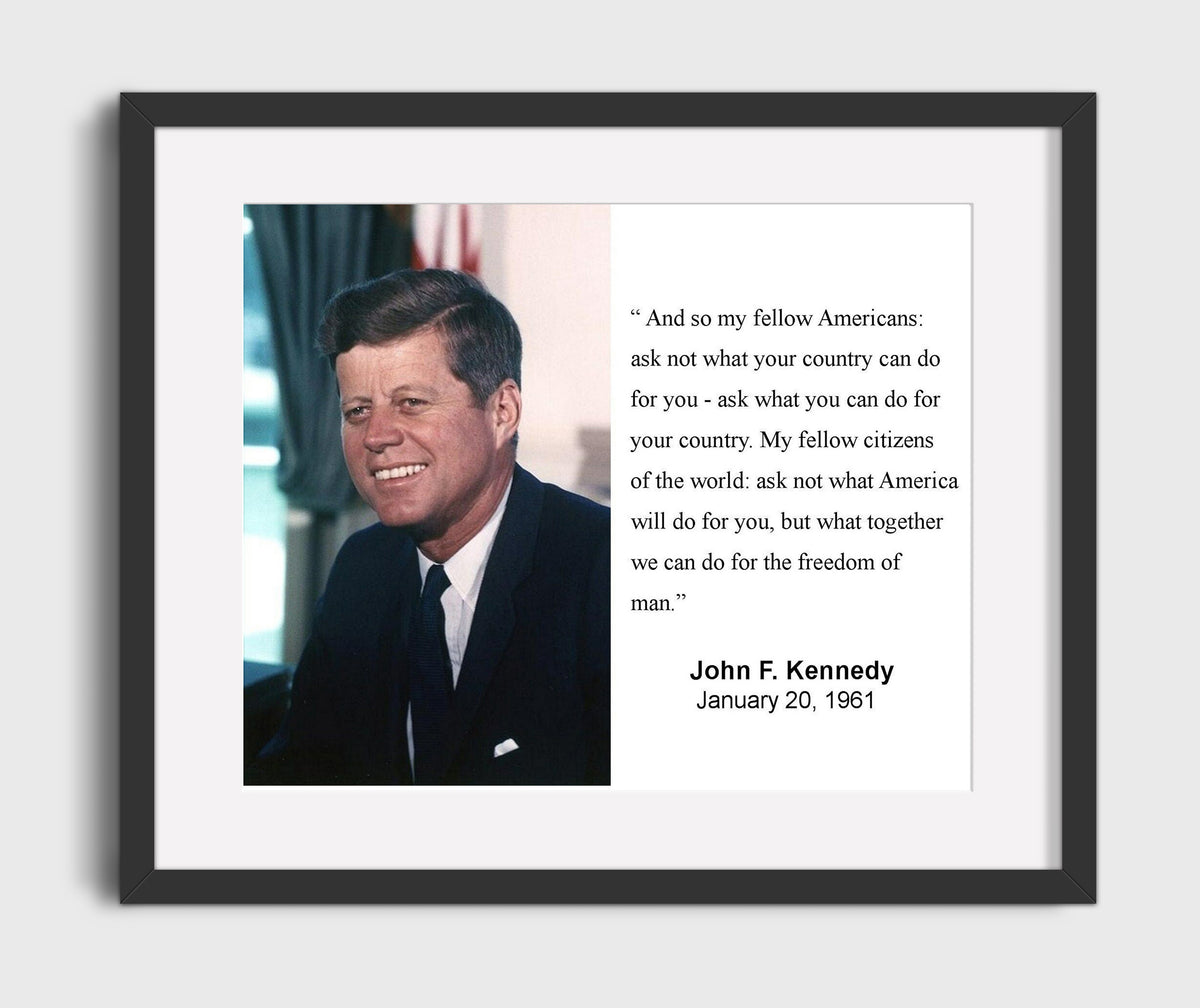John F. Kennedy Ask not for yourself Quote Print 20x24 Canvas quote wall art print