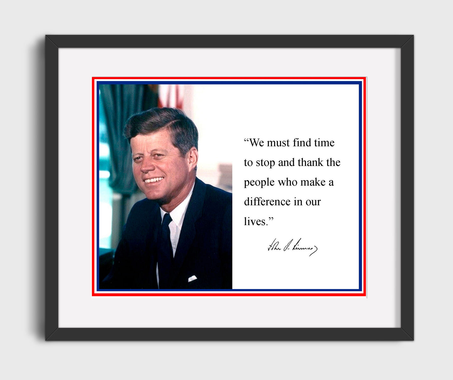 John F. Kennedy Gratitude matters Quote Print 20x24 Canvas quote wall art print