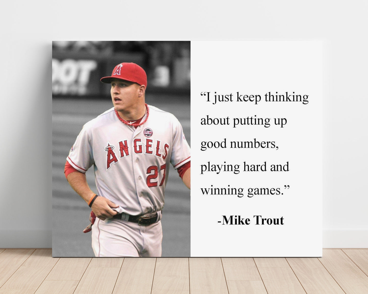 Mike Trout Play hard win games Quote Print 16x20 Unframed Print quote wall art print