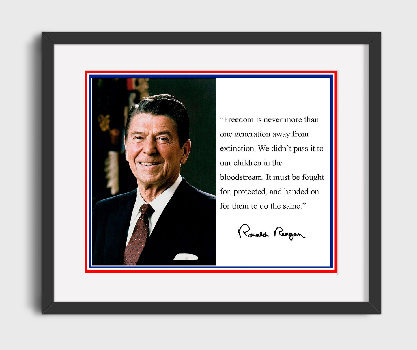 Ronald Reagan Freedoms fragile torch Quote Print 20x24 Canvas quote wall art print