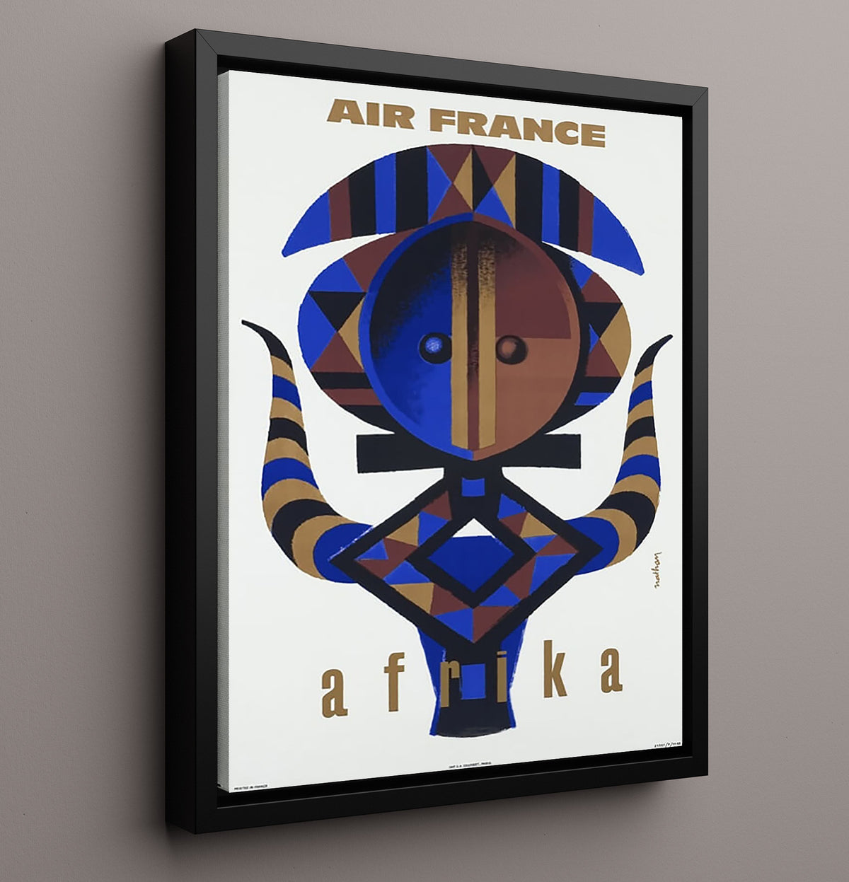 Africa Air France Tribal Mask - Travel - 16x20 Framed Canvas