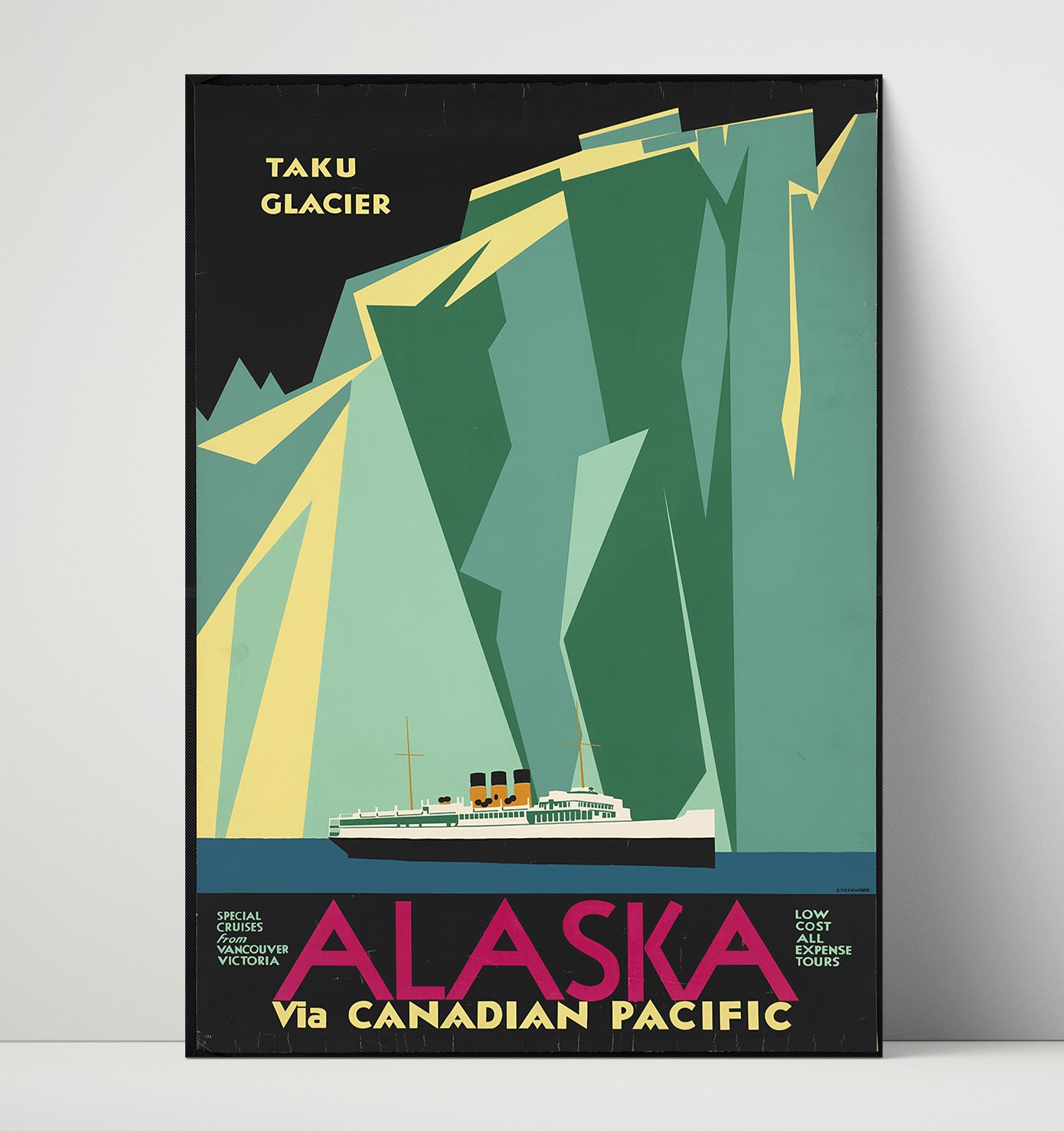 Alaska Taku Glacier Vintage Travel Print 16x20 Unframed Print travel wall art print