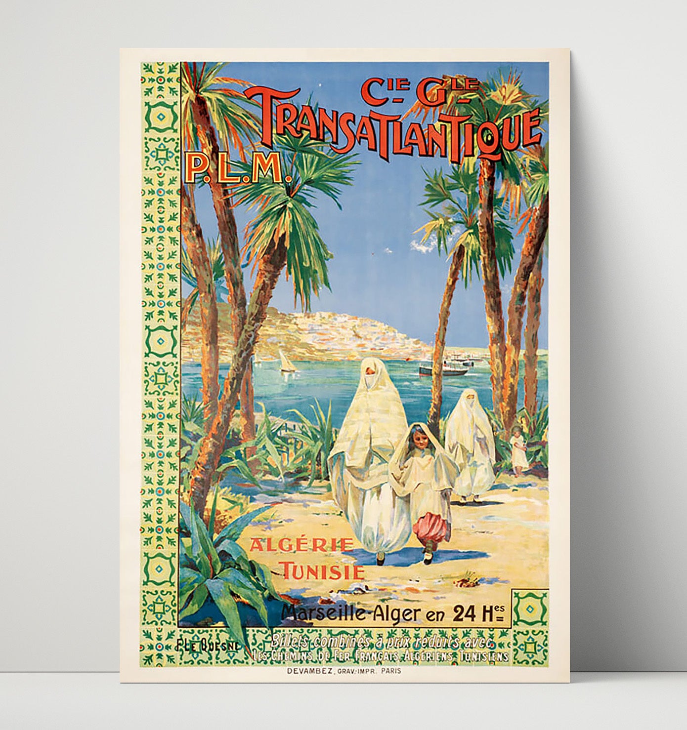 Algeria Tunisia PLM Vintage Travel Print 16x20 Unframed Print travel wall art print
