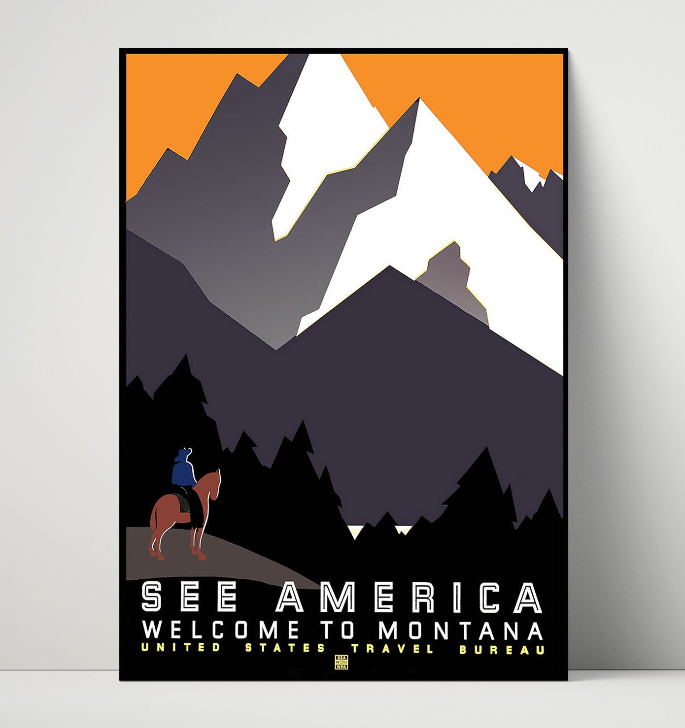 America America Montana Horse Vintage Travel Print 16x20 Unframed Print travel wall art print