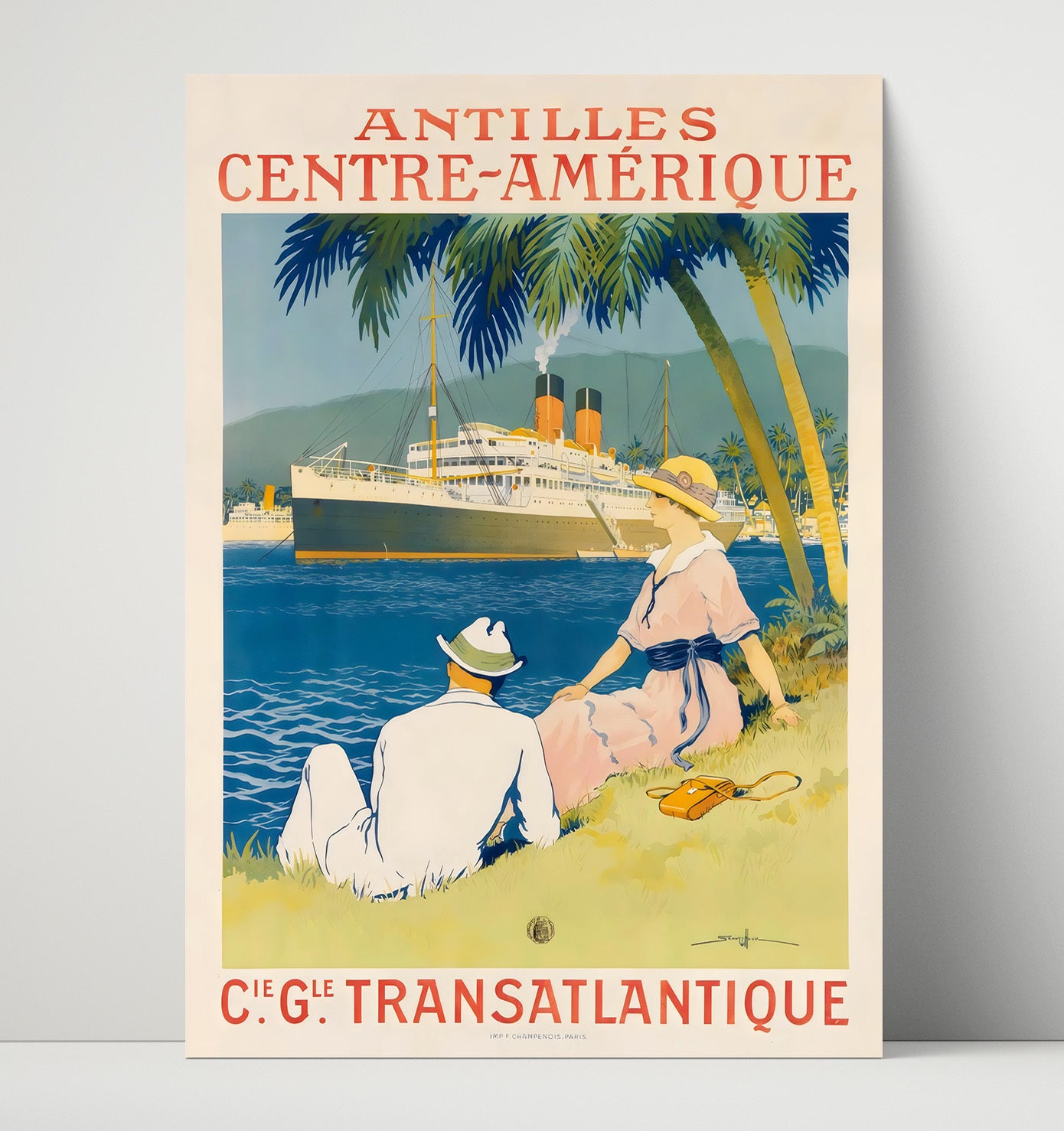 Antilles Transatlantique Vintage Travel Print 16x20 Unframed Print travel wall art print